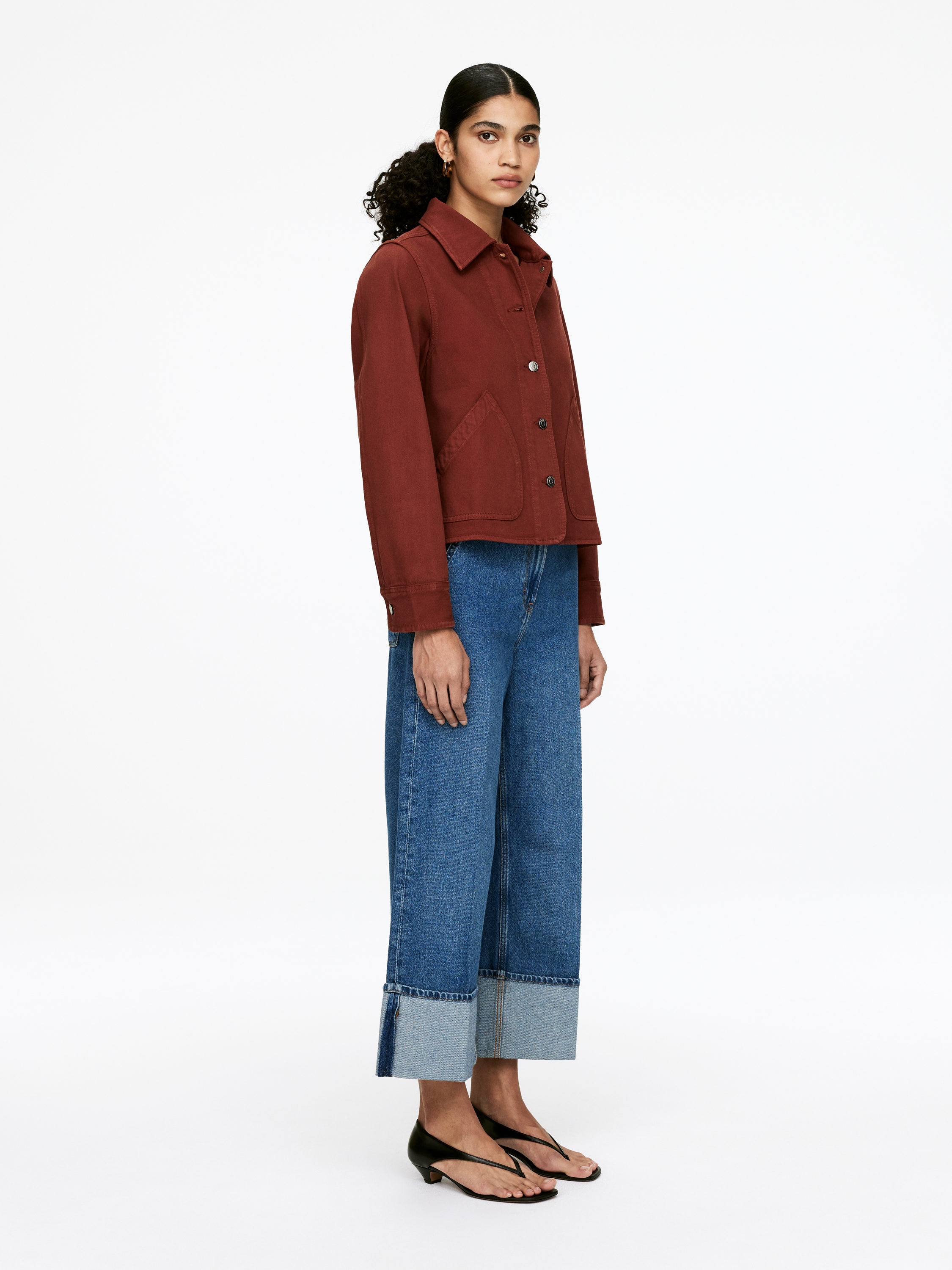 Garment-Dyed Denim Overshirt - Dark Rust - Regular fit - Women - StillMedia/Lookbook - 5