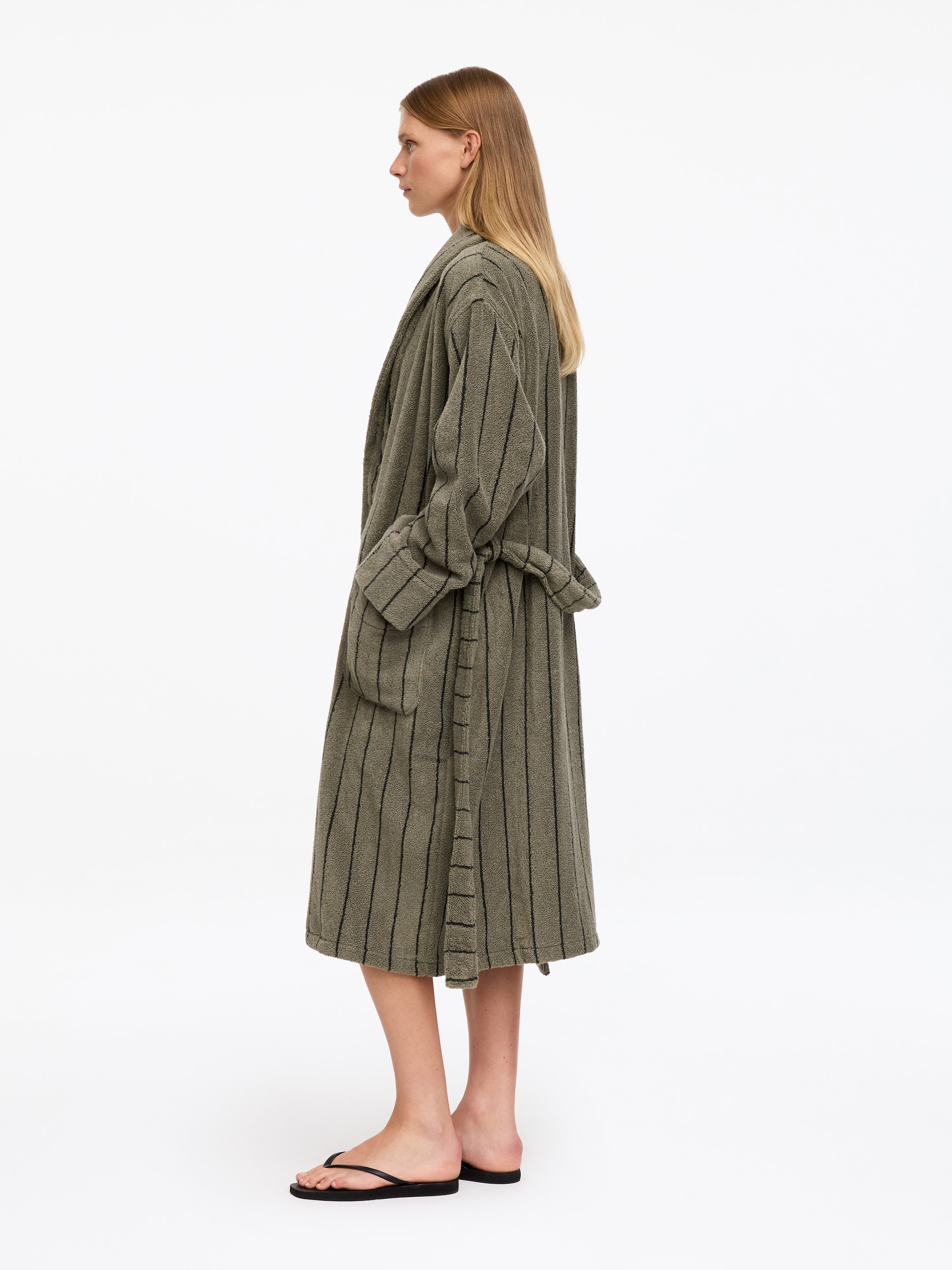 Bawełniany szlafrok frotté unisex - Zielony khaki - Women - StillMedia/Lookbook - 5