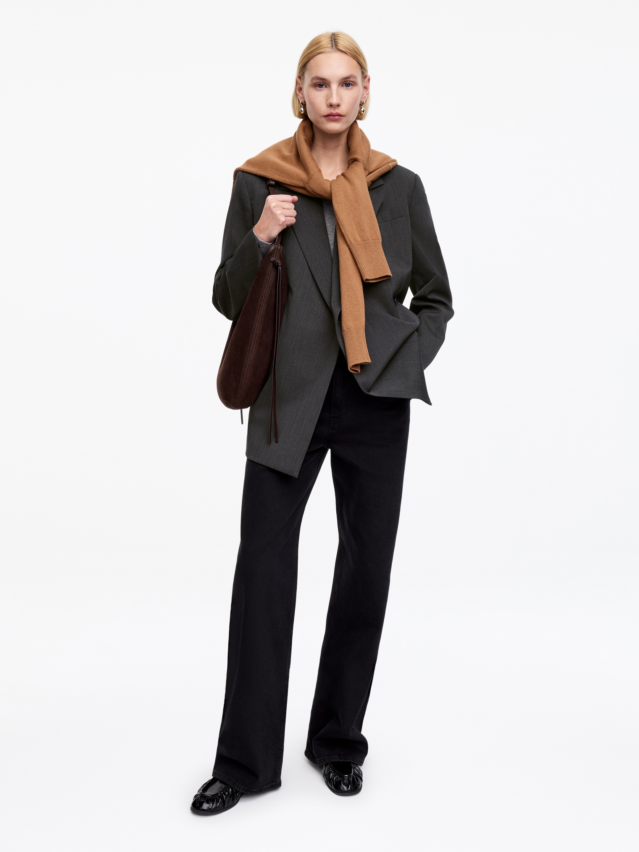 Blazer à boutonnage croisé en laine mélangée - Gris chiné - Relaxed fit - Femme - StillMedia/Lookbook - 7