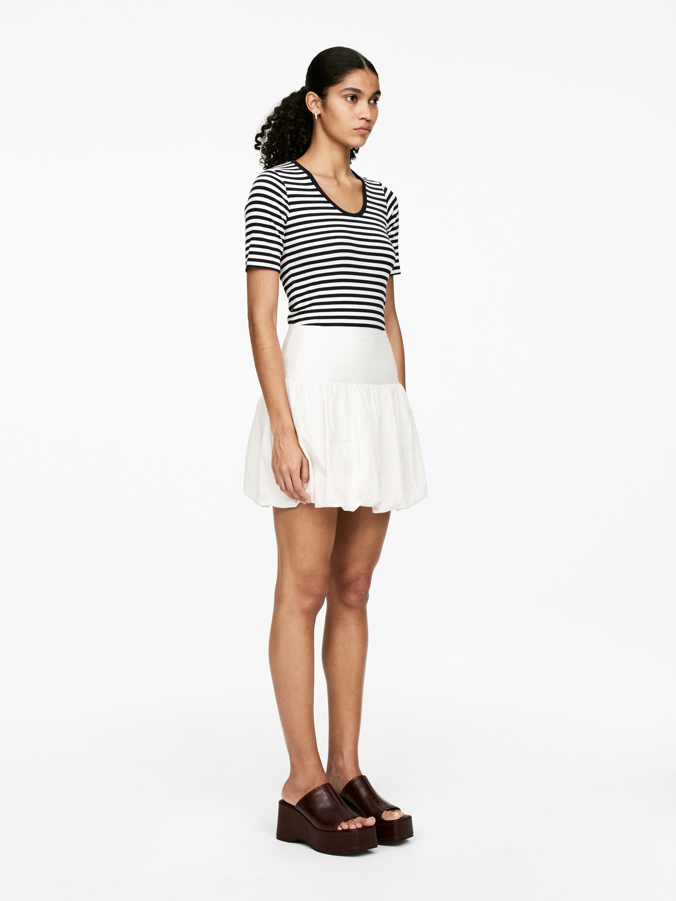 Grotere afbeelding bekijken: Geribbeld T-shirt - Donkerblauw/wit - DAMES | H&M NL 2