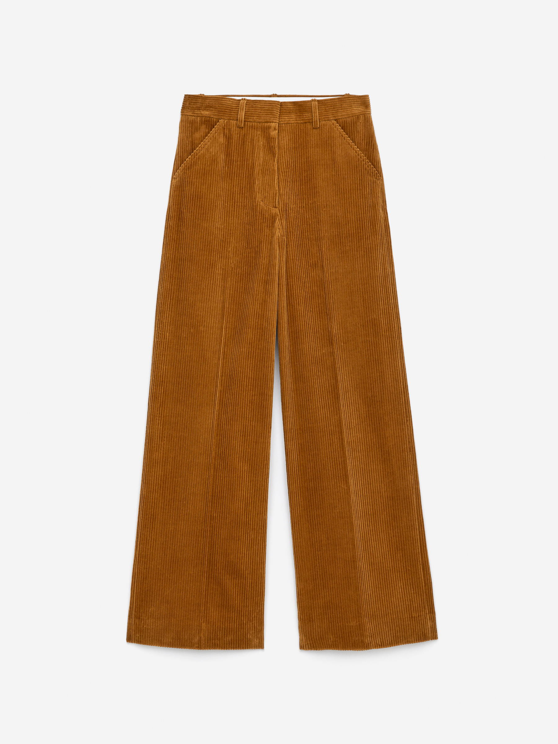 Wide-Leg Corduroy Trousers-#935B2B-15979