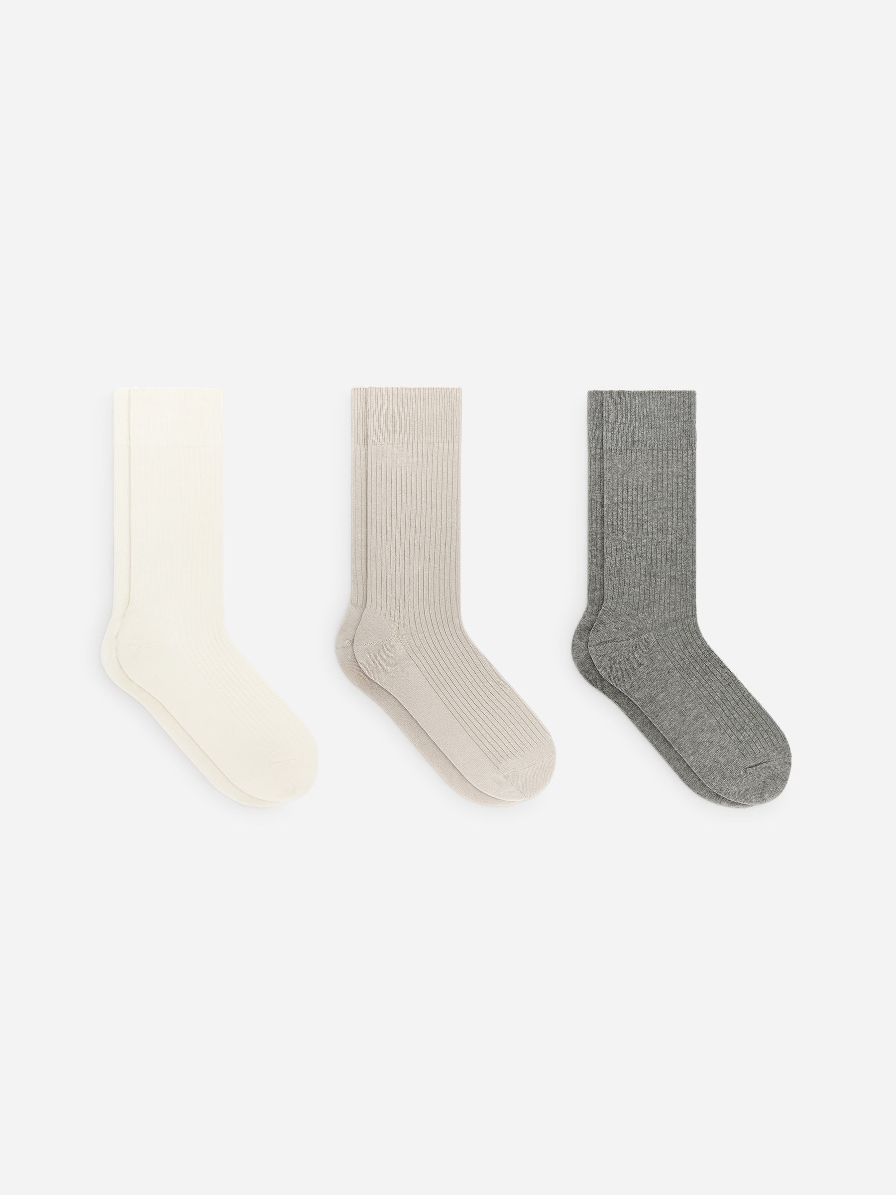 Supima Cotton Rib Socks Set of 3 pairs-#BDB8AD-18395