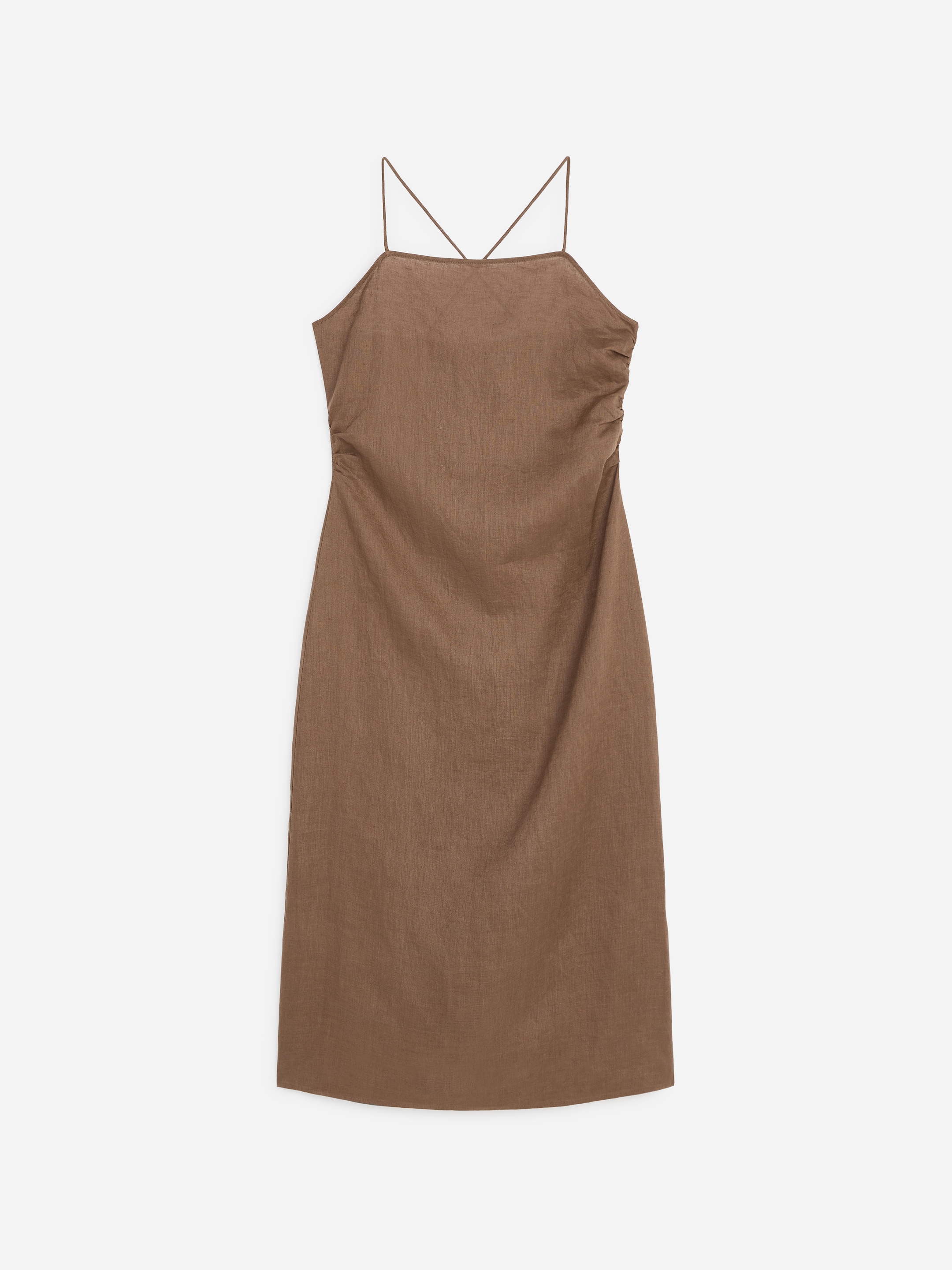 Midikleid aus Leinen-#845e41-19678