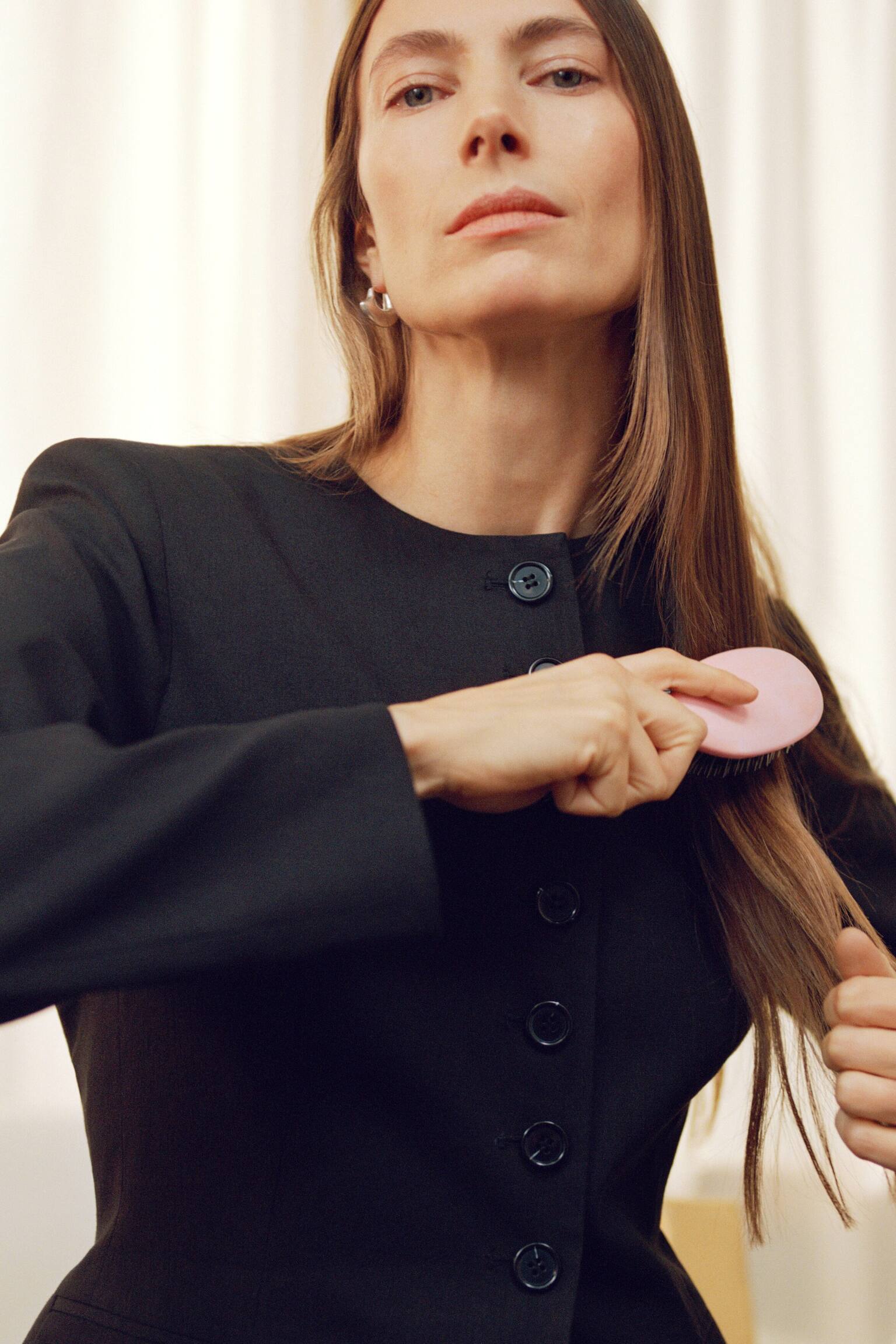 Marynarka z mieszanki z lnem - Czarny/Czarny - 8