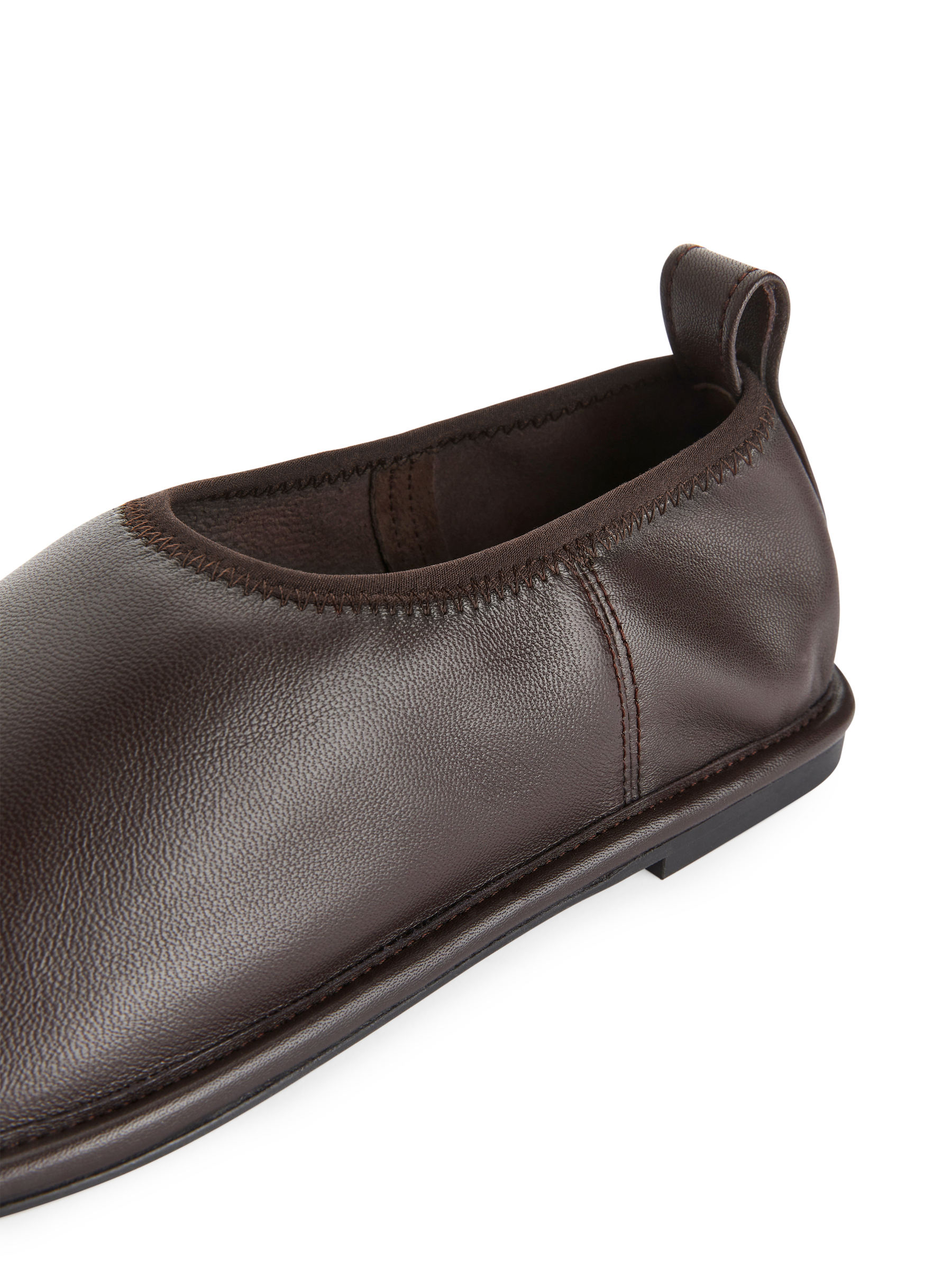 Pull-On Leather Flats - Dark Brown - Women - StillMedia/DescriptiveDetail - 2