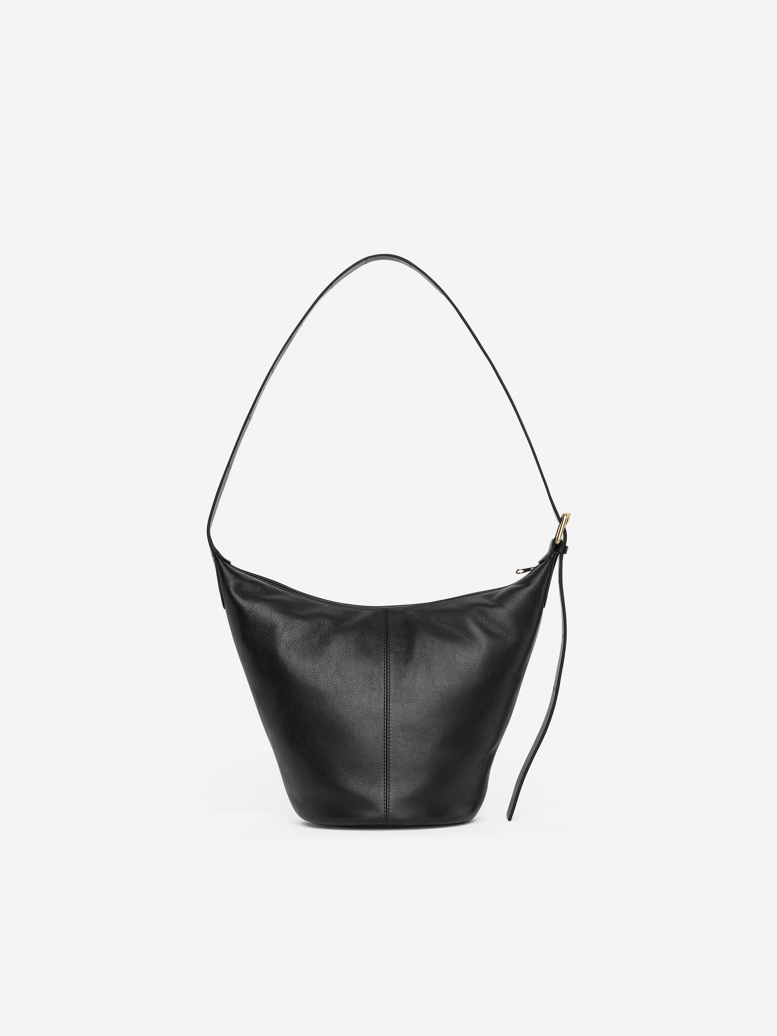 Kožená bucket bag - Black - 5