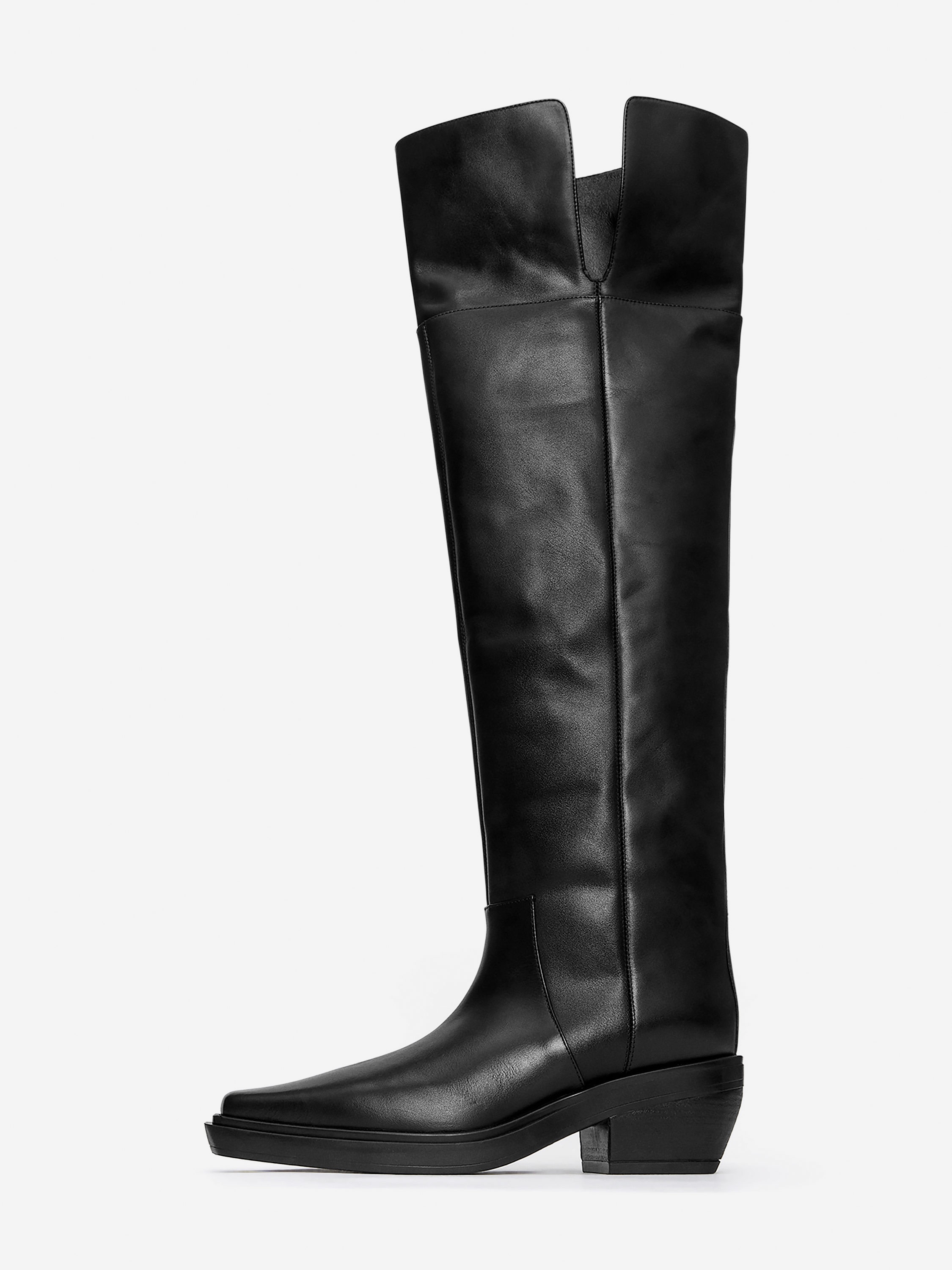 Over-The-Knee Leather Boots - Black - Women - StillMedia/DescriptiveStillLife - 1