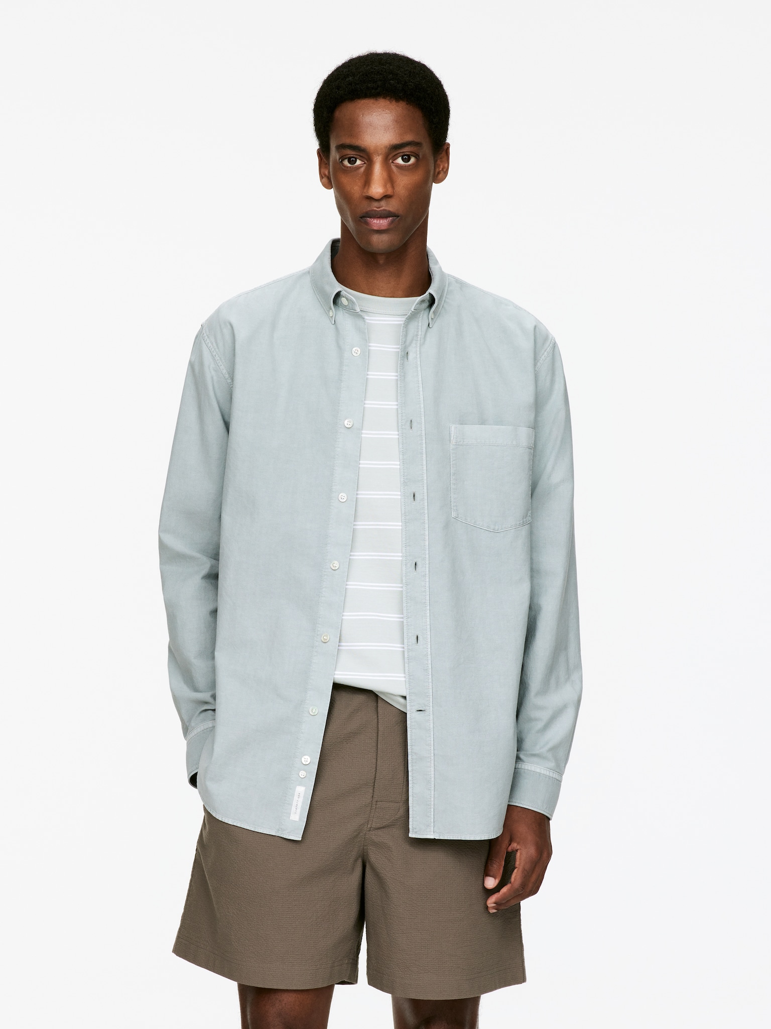 Relaxed Oxford overhemd - Licht mintgroen/Blauw