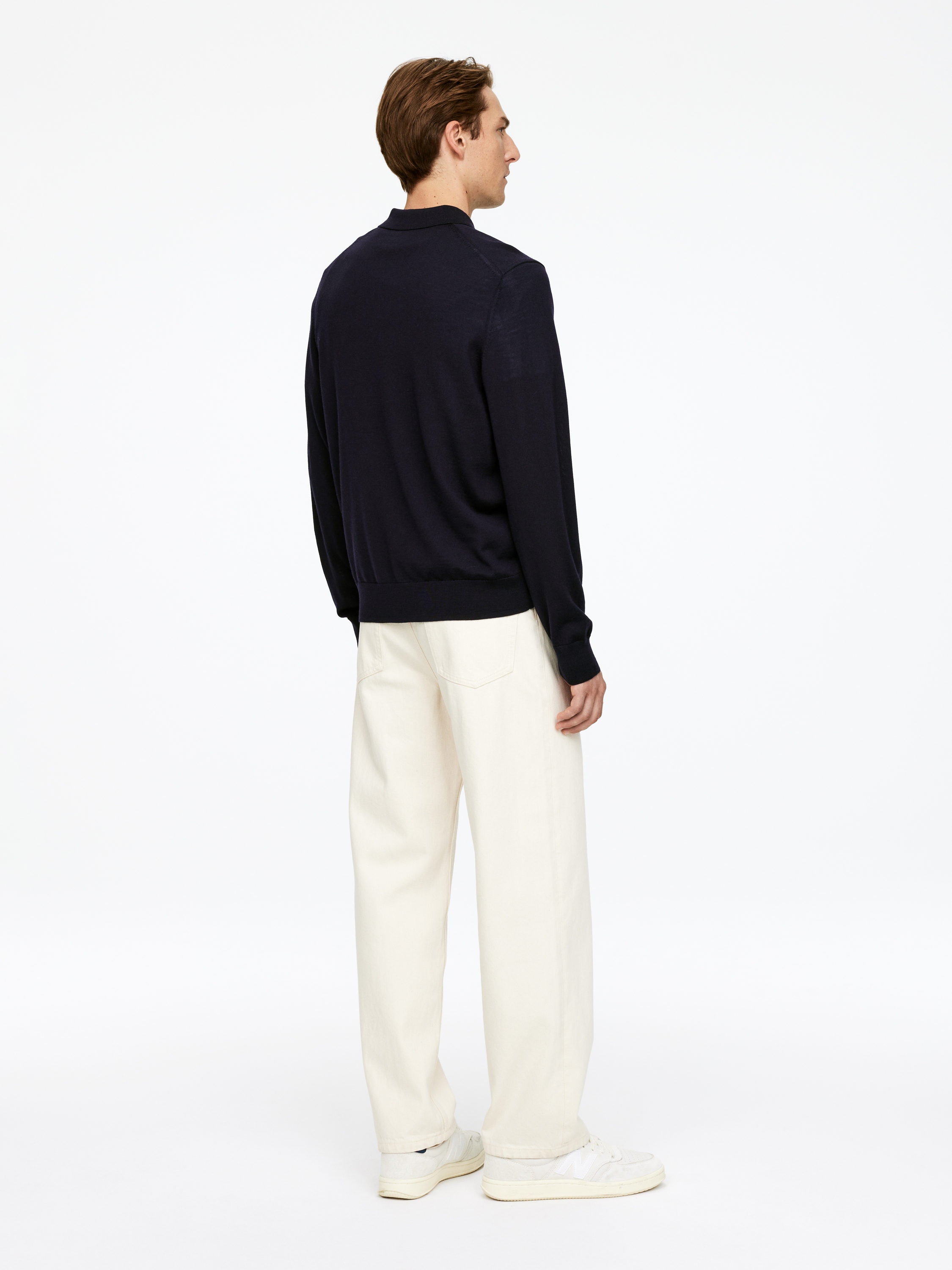Merino Polo Jumper – Dark Blue – Men – ARKET WW