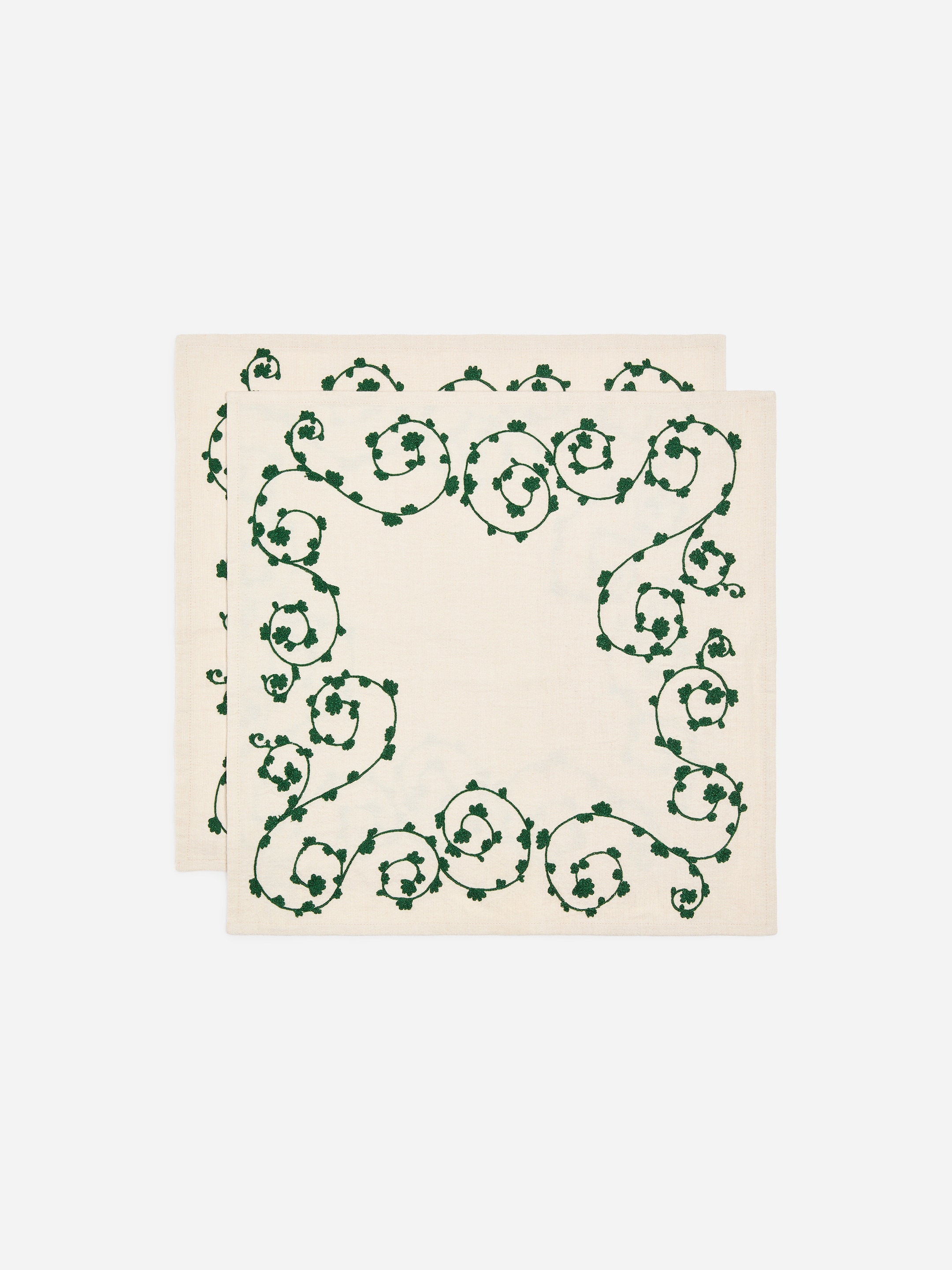 Broderade servetter, 2-pack-Green-20837