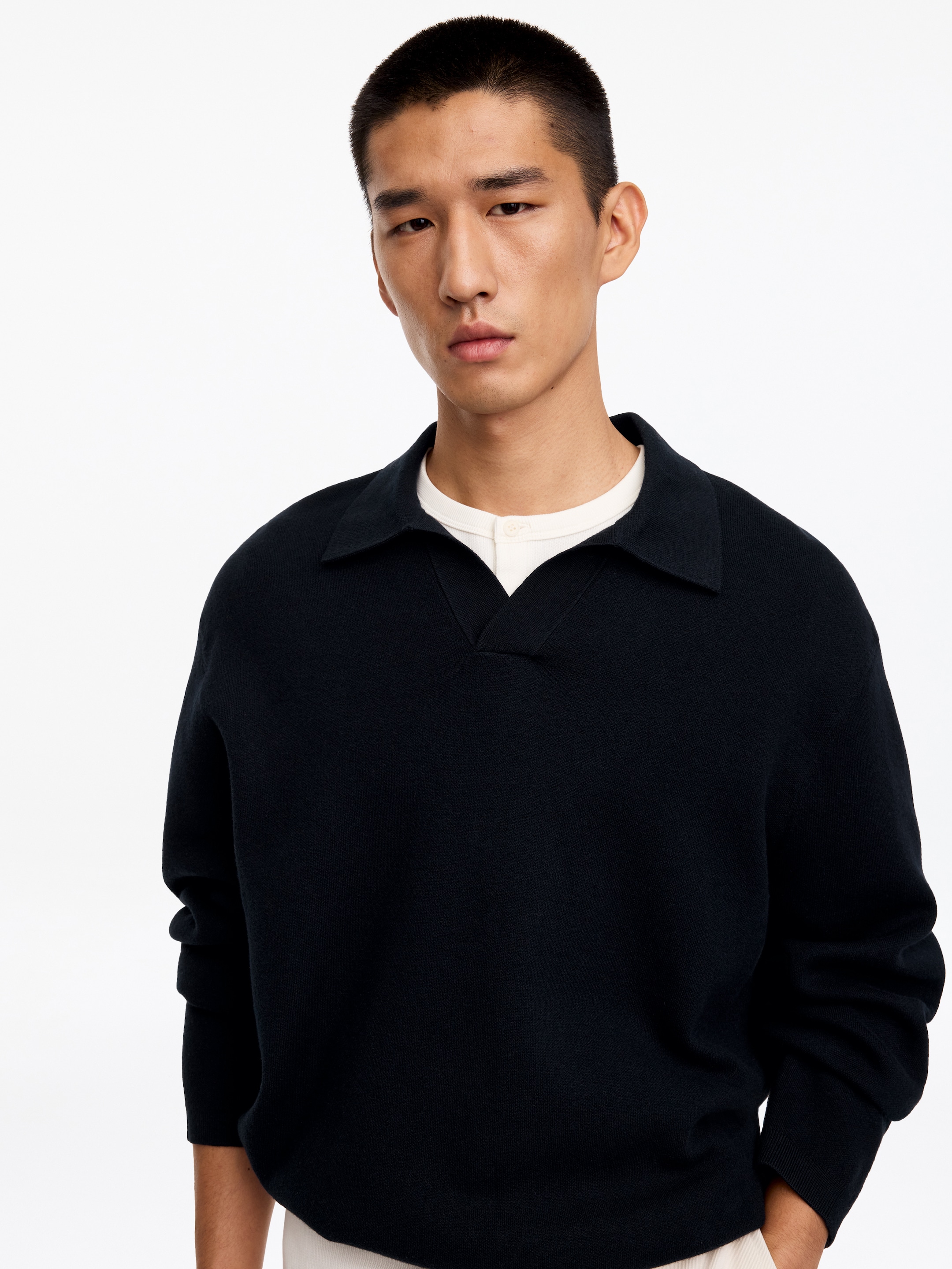 Cotton Silk Blend Polo Shirt - Dark Blue - Relaxed fit - men - StillMedia/Lookbook - 10