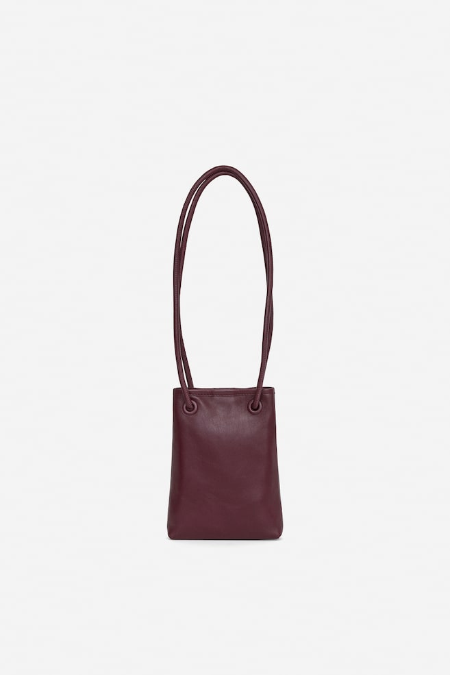 Crossbody-veske i lær - Burgunder/Mørkebrun - 1