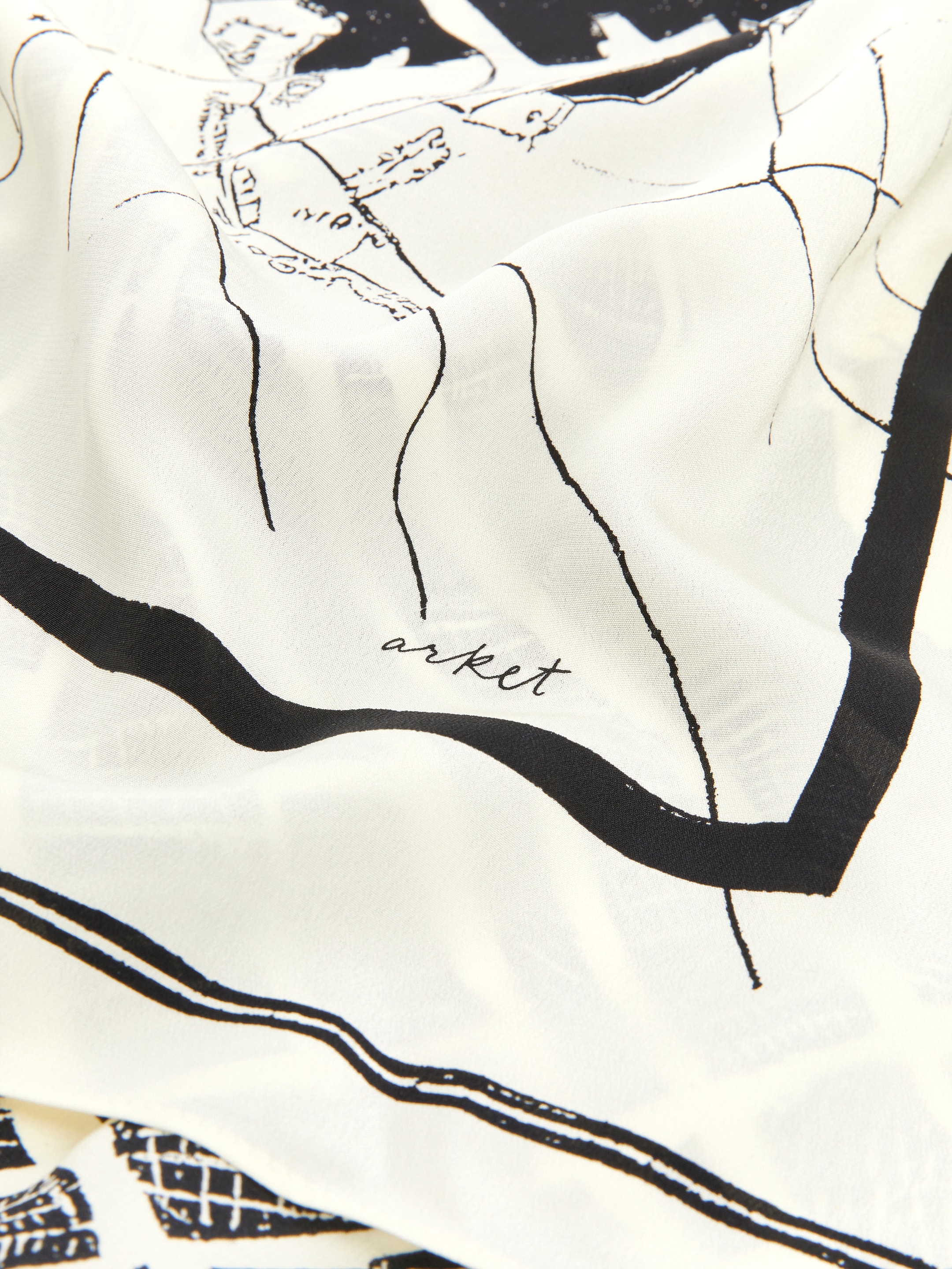 Zobacz większy obraz: Printed Silk Scarf - Złamana biel/Czarny - ONA | H&M PL 3