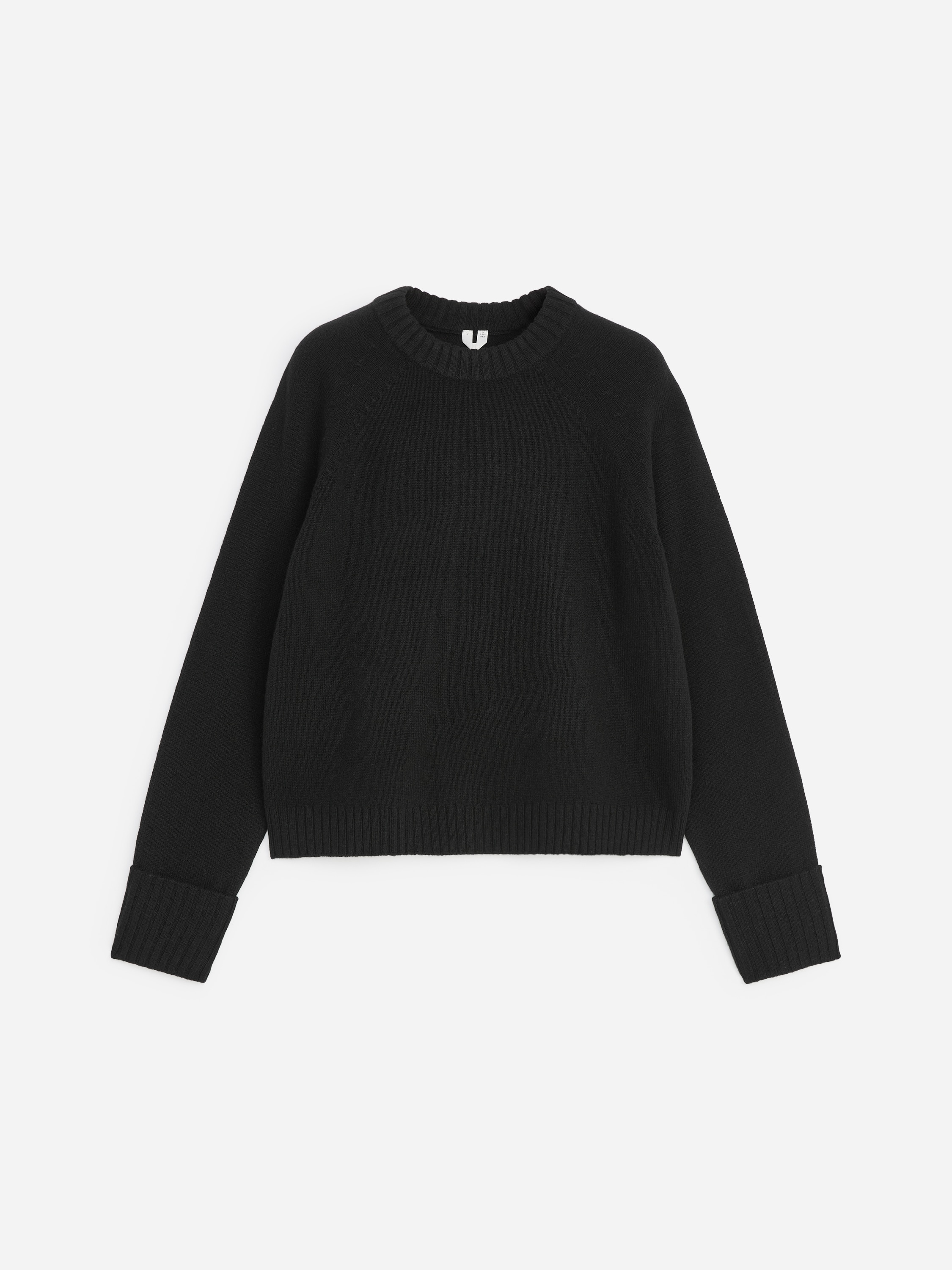 Folded Sleeve Wool Jumper - Black/Off White/Grey