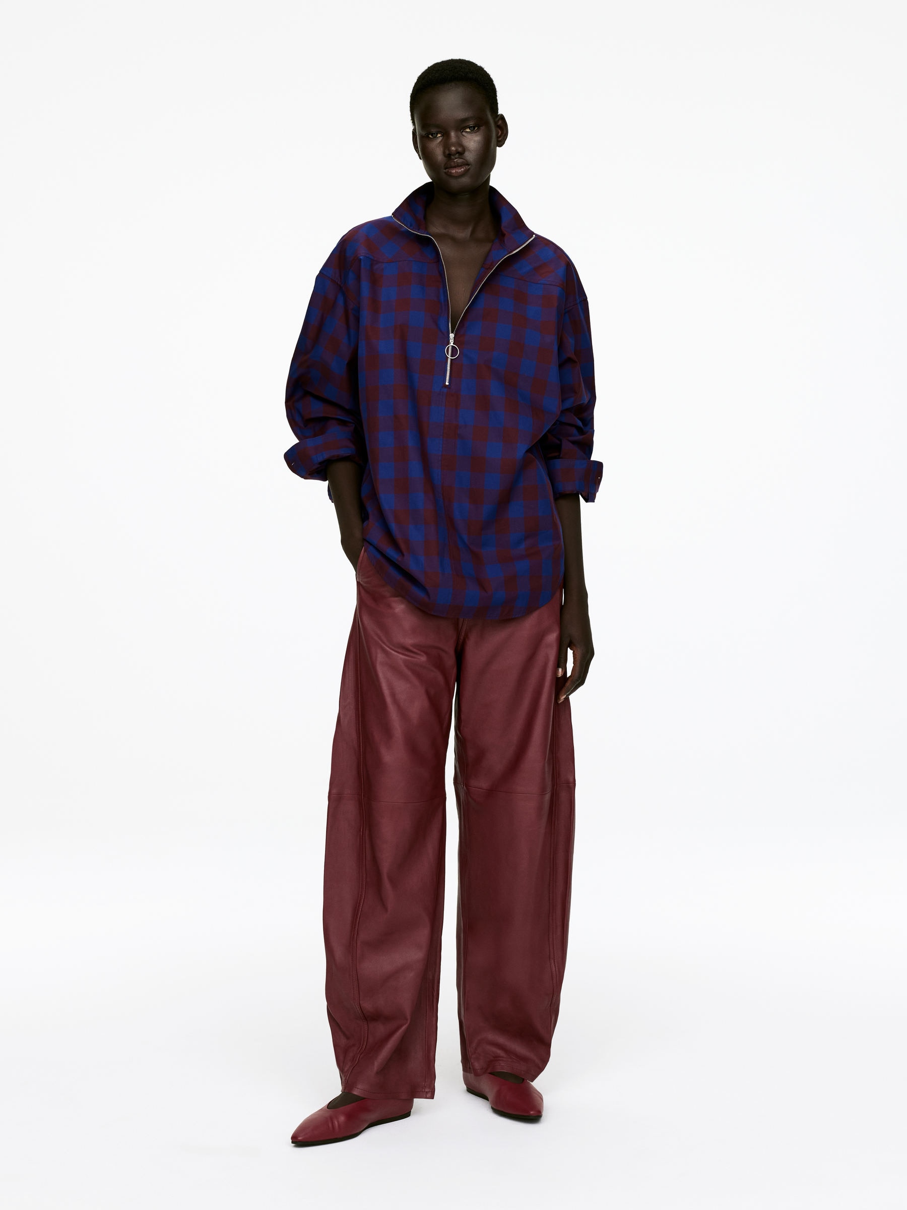 Spetsiga läderflats - Vinröd - Women - StillMedia/Lookbook - 7