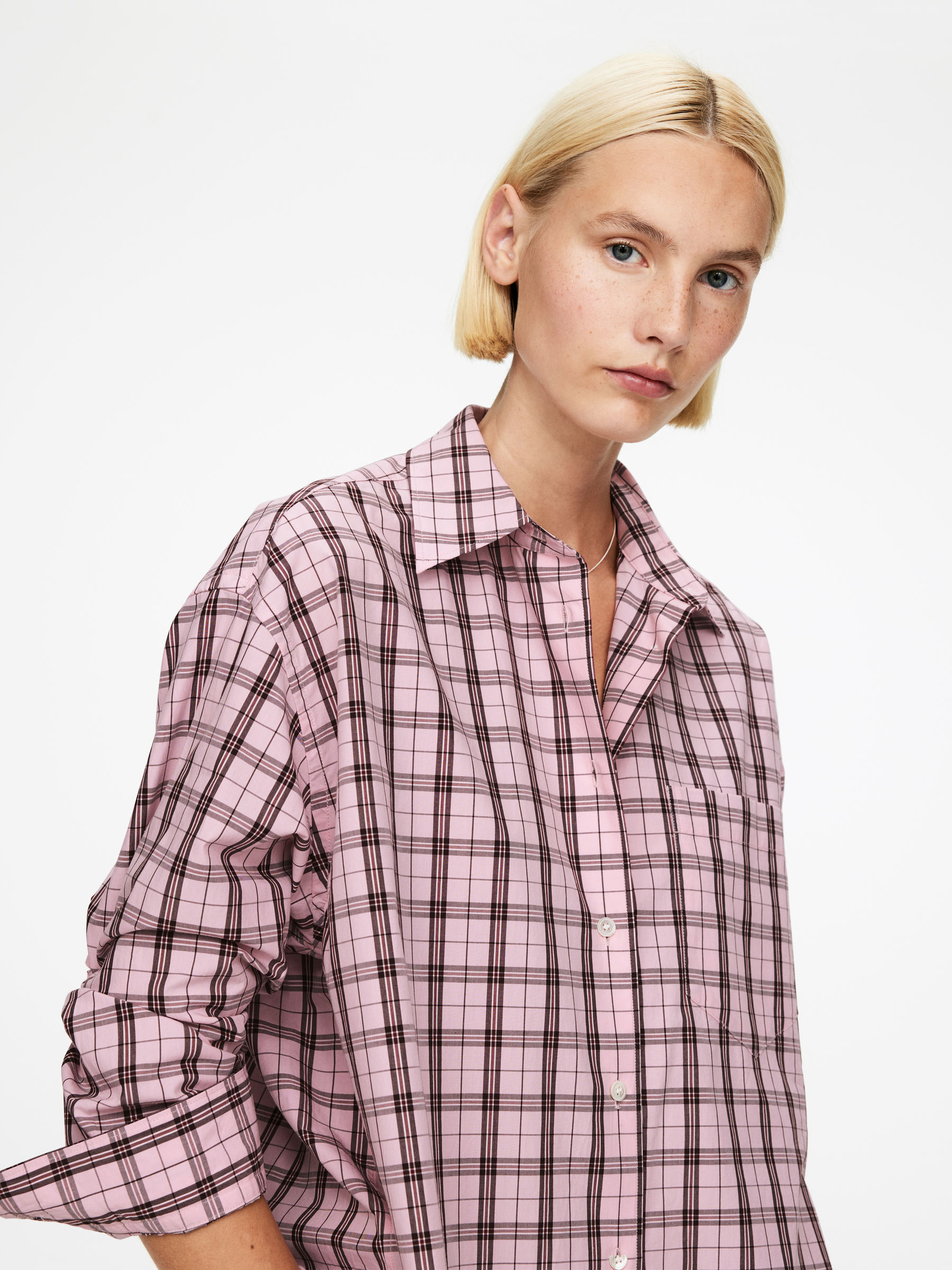 Oversized skjorta - Rosa/rutig - Oversized - Women - StillMedia/Lookbook - 4
