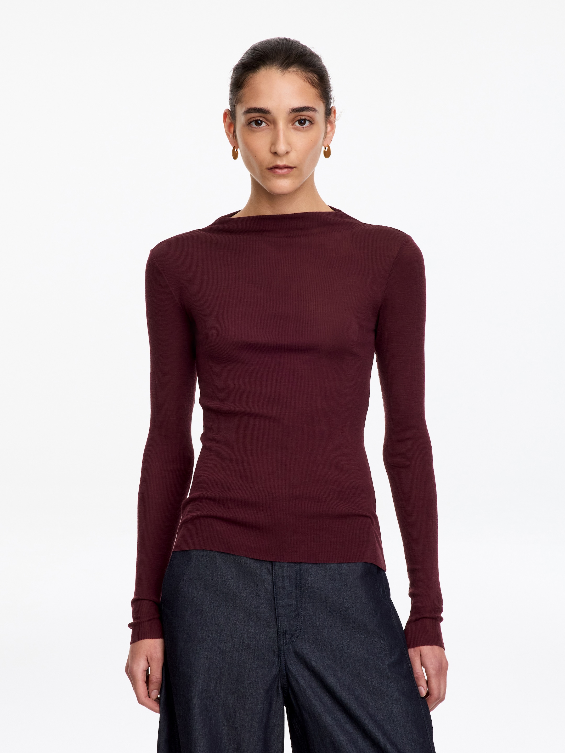 Rippstrickoberteil aus Wolle-Red-20649