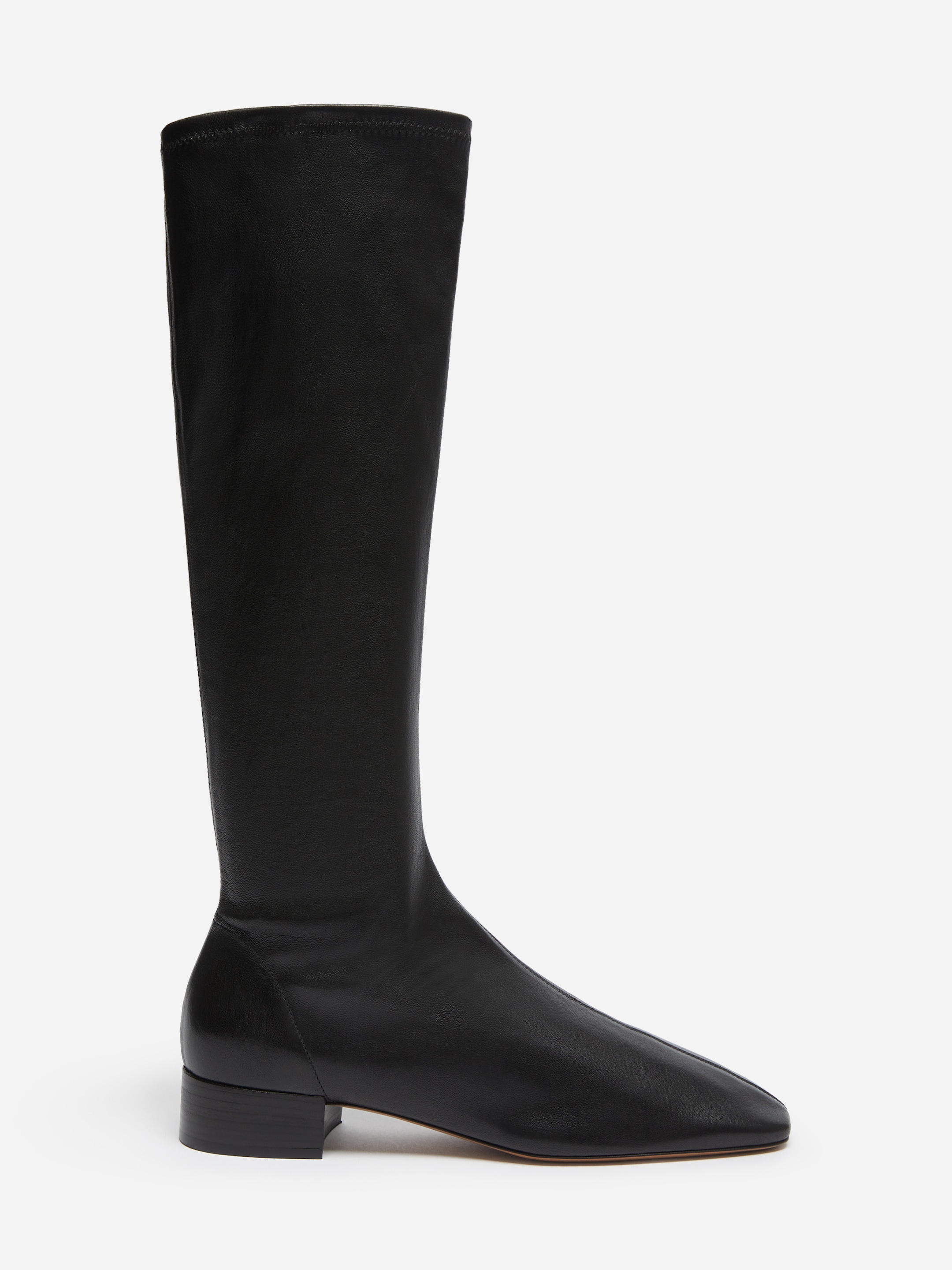 Stretch Leather Boots-Black-21063