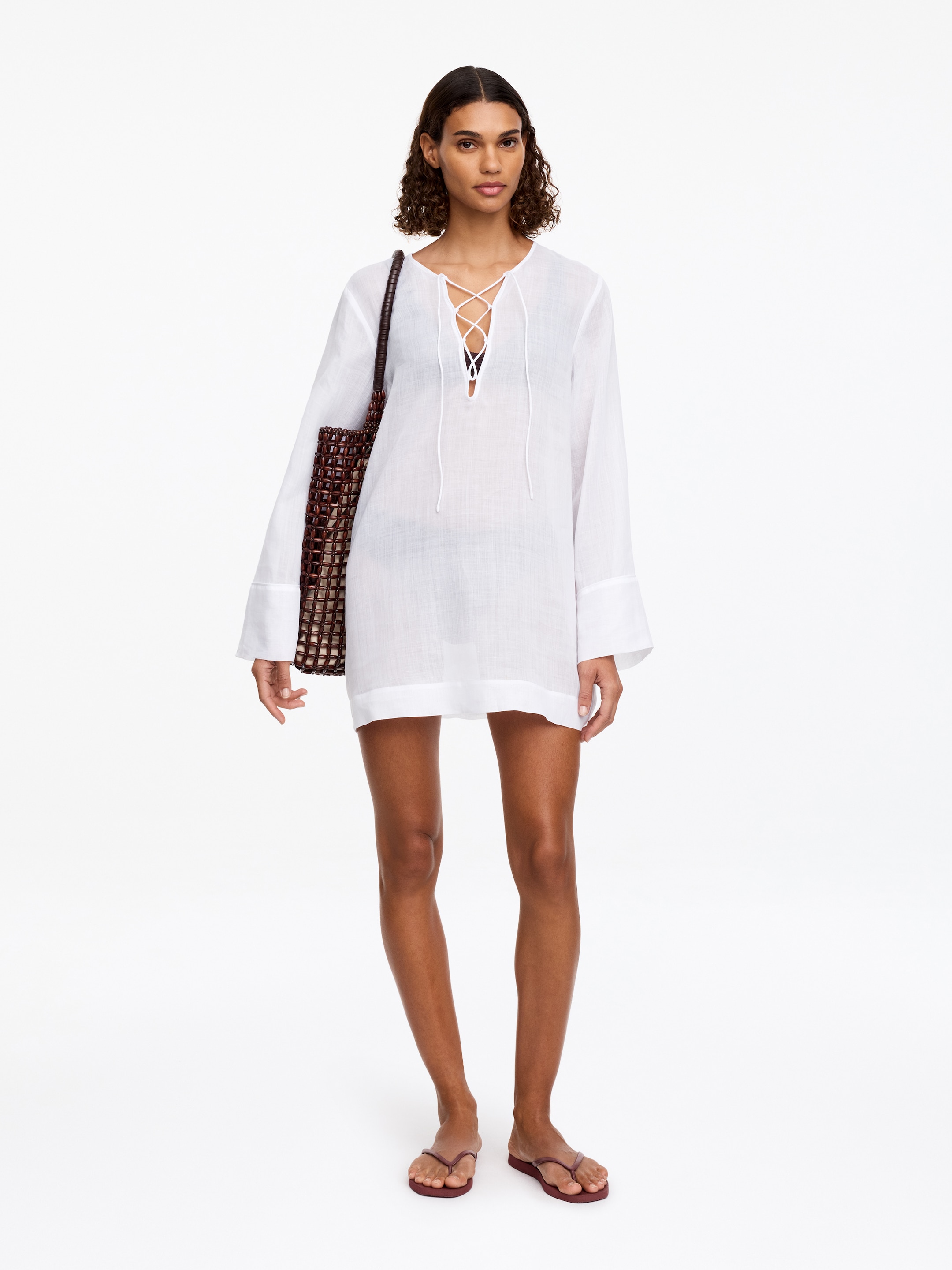 Ramie Beach Dress-#FFFFFF-19271