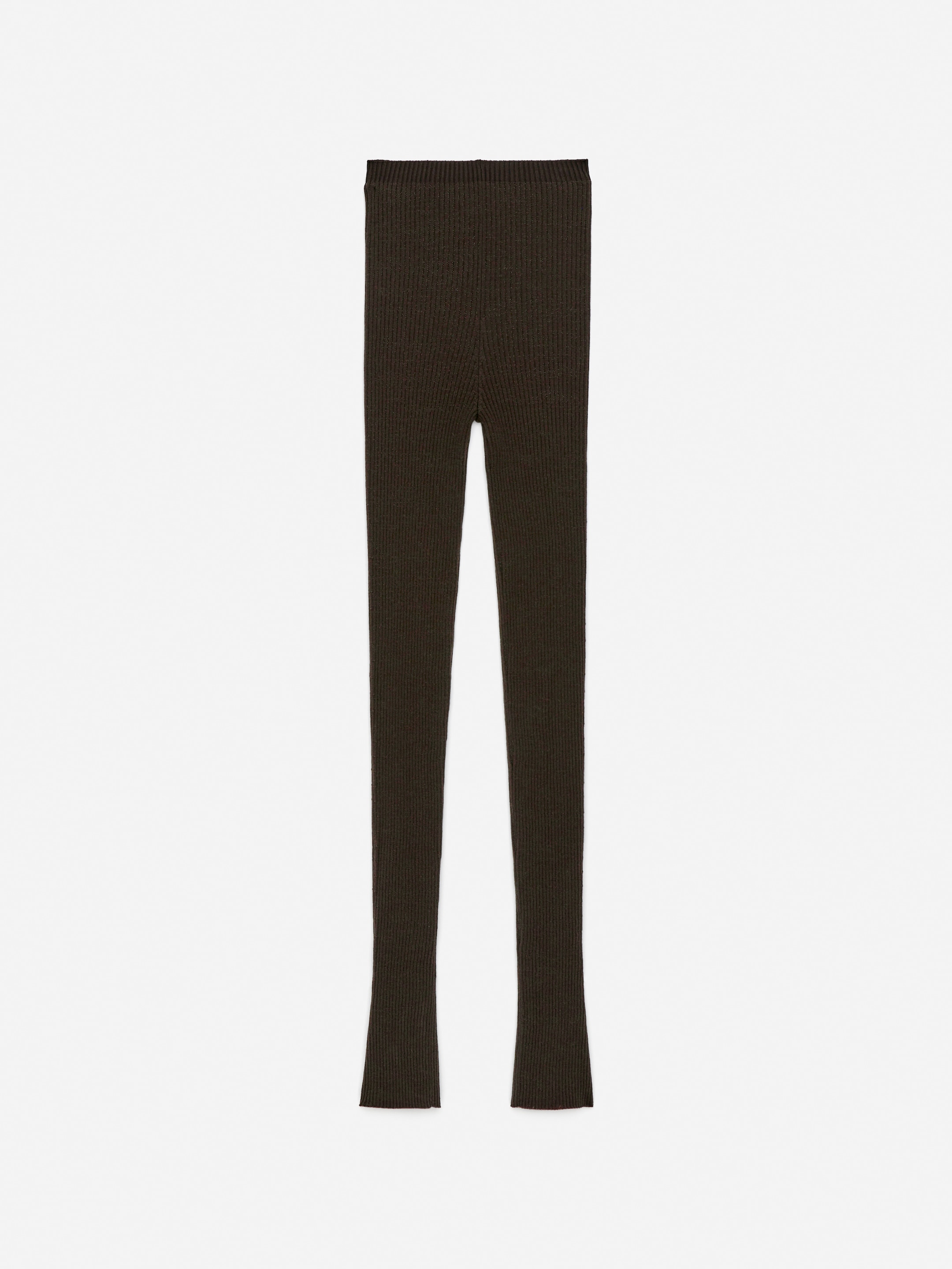 Rib-Knitted Leggings-#3F3838-16698