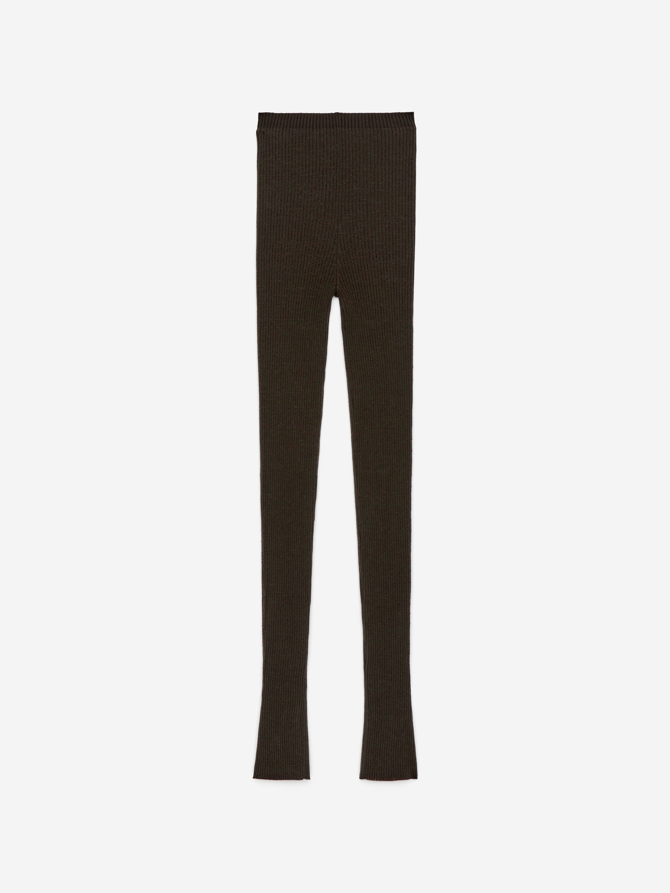 Rib-Knitted Leggings-#3F3838-16698