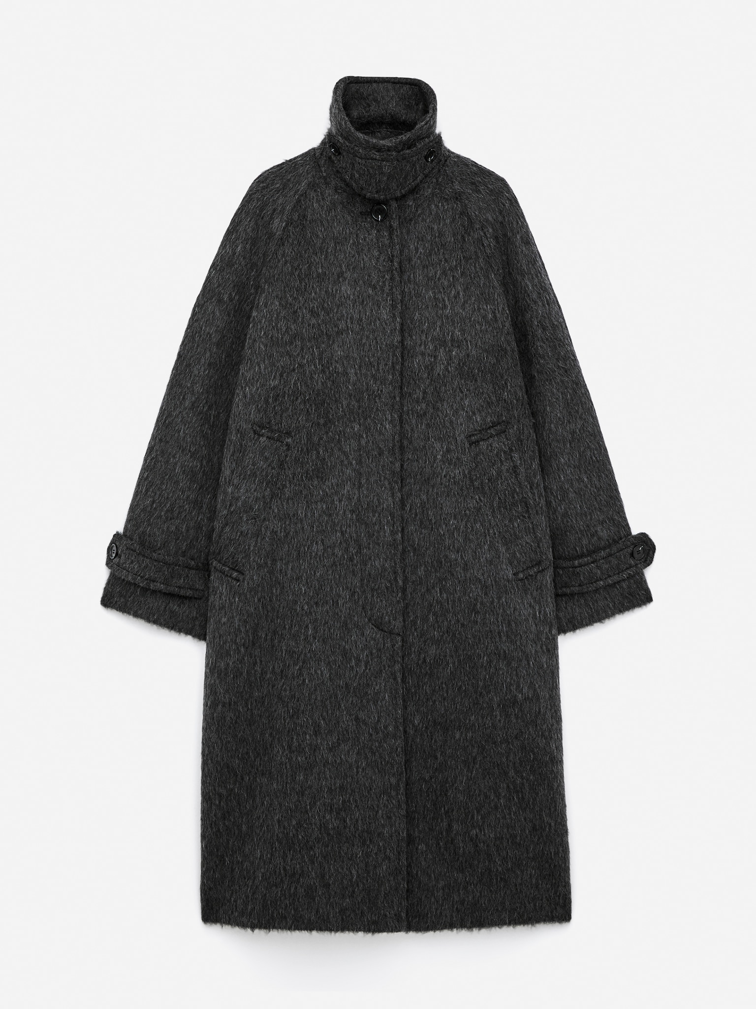 Manteau en mélange de laine et d'alpaga - Noir/Taupe foncé - 3