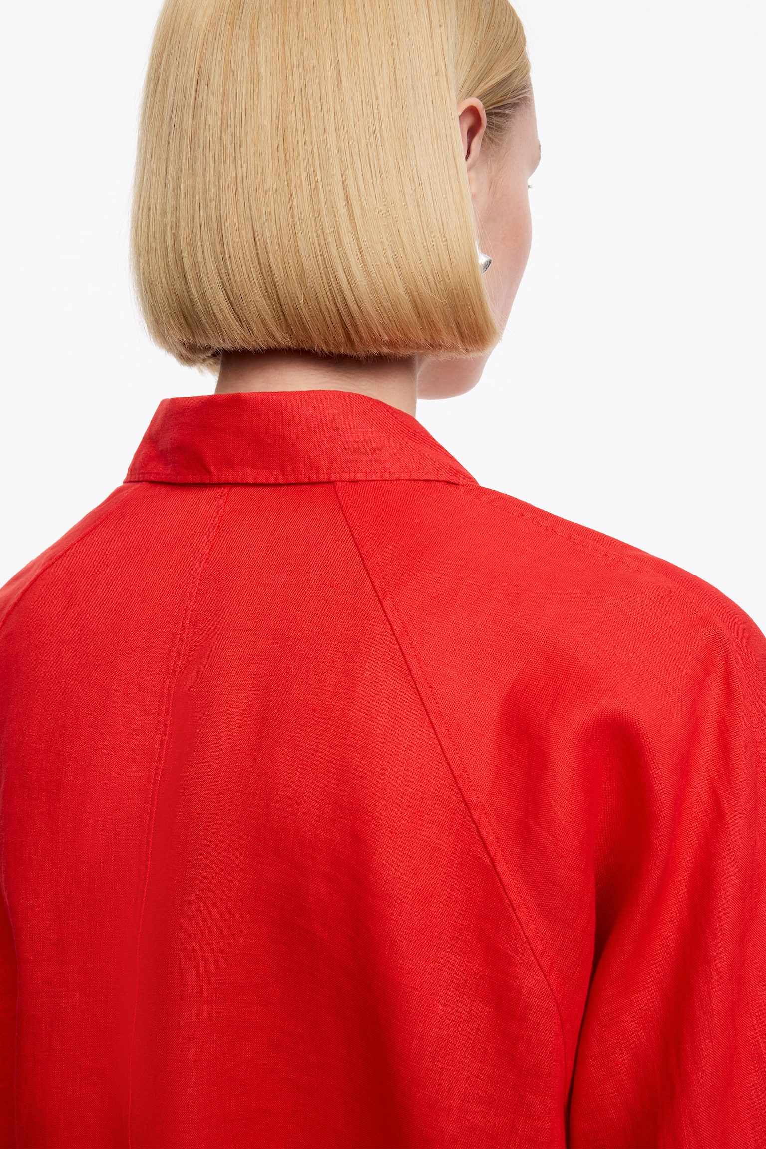 Linneskjorta med lös passform - Röd/Vit - 3