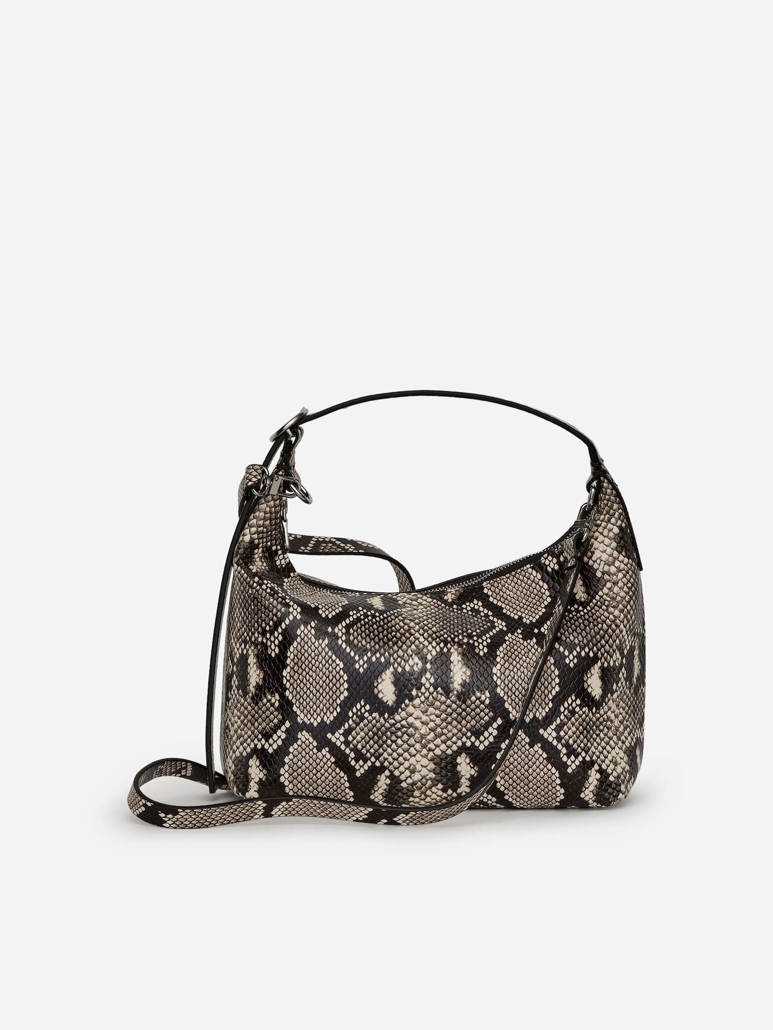 Boxy Leather Bag - Black/Snake Pattern - 5