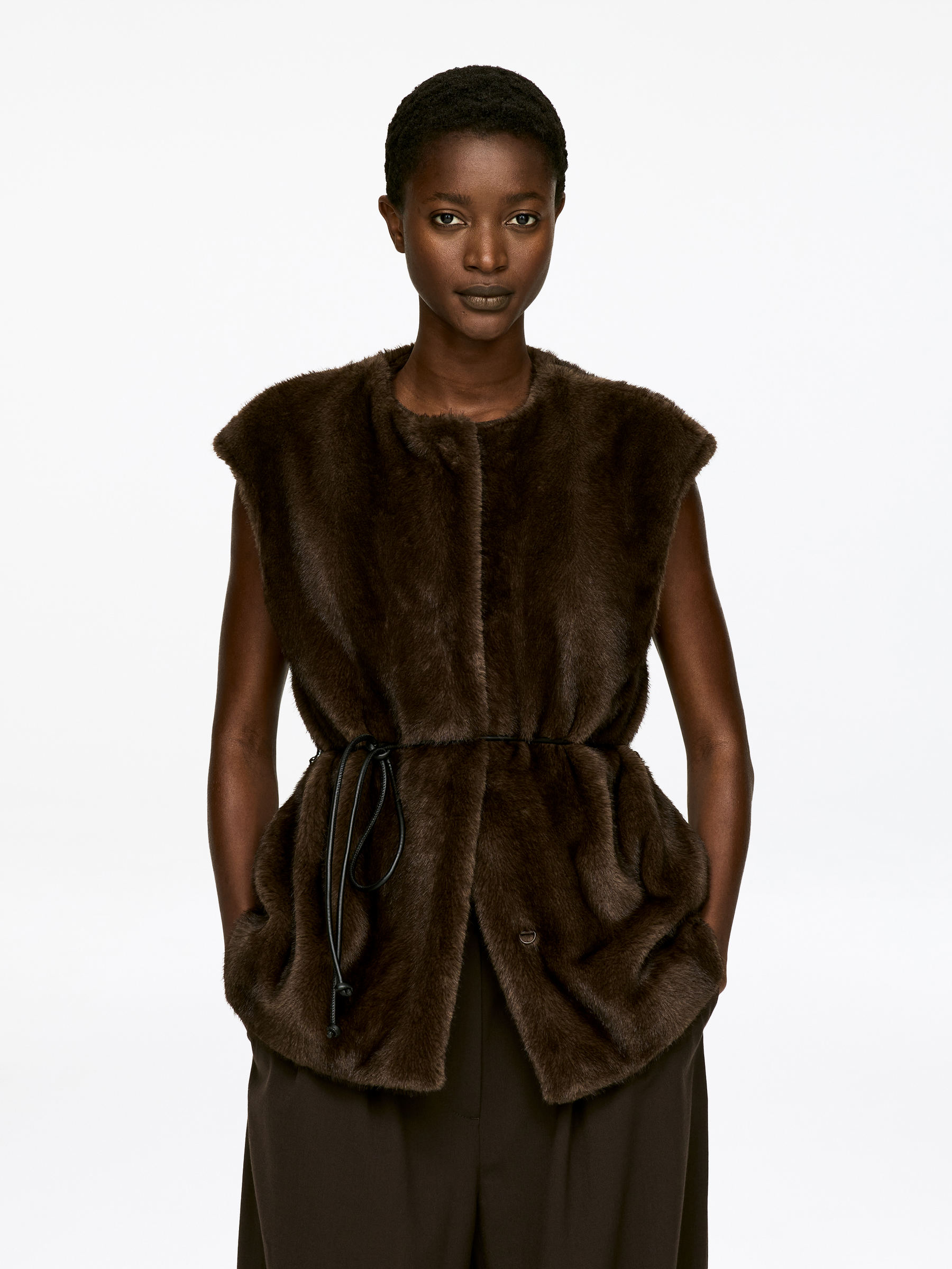 Faux-Fur Vest-#3F3838-17582