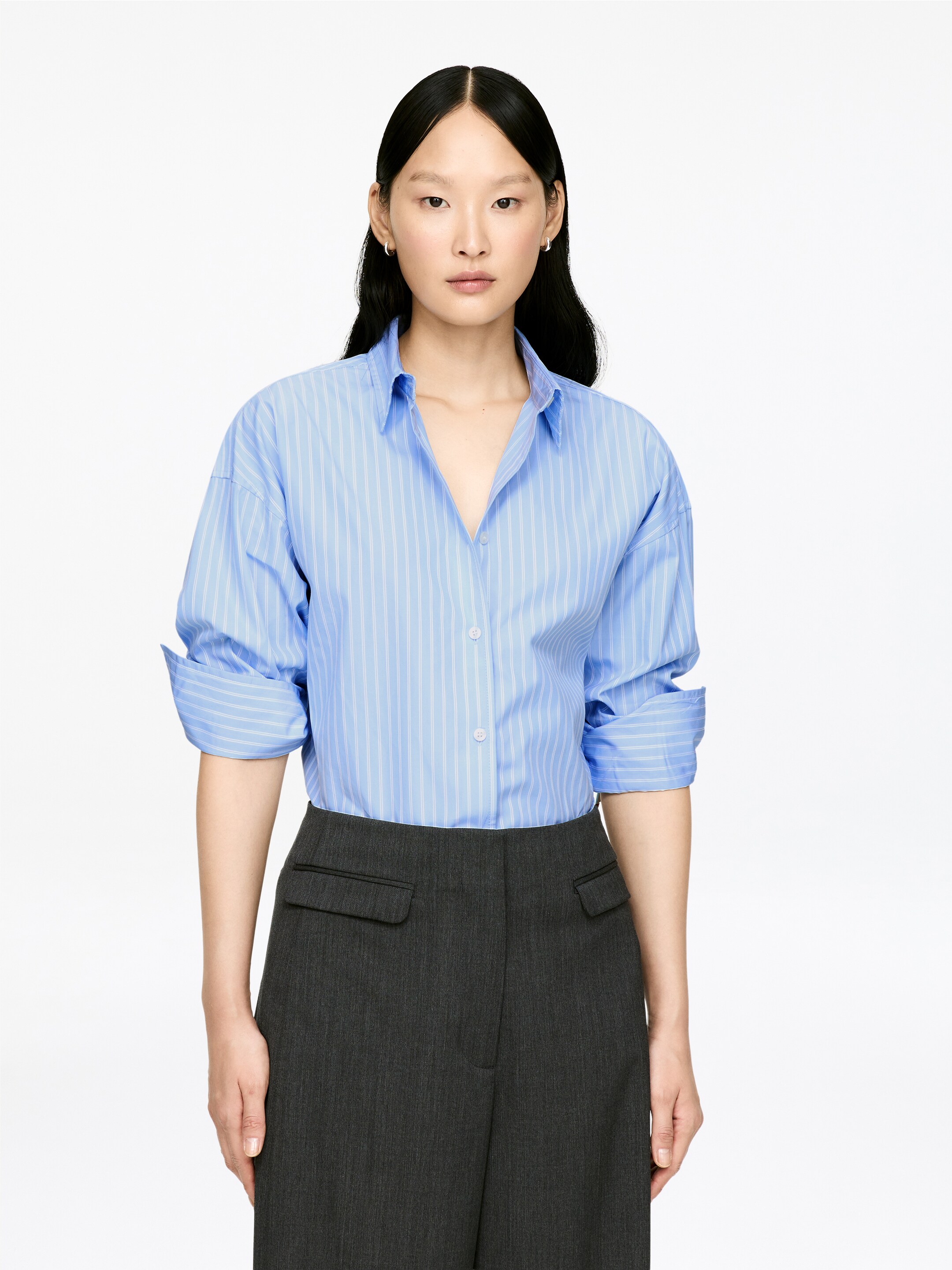 Agrandir l'image: Chemise en coton à manches larges - Bleu ciel - FEMME | H&M CH 1
