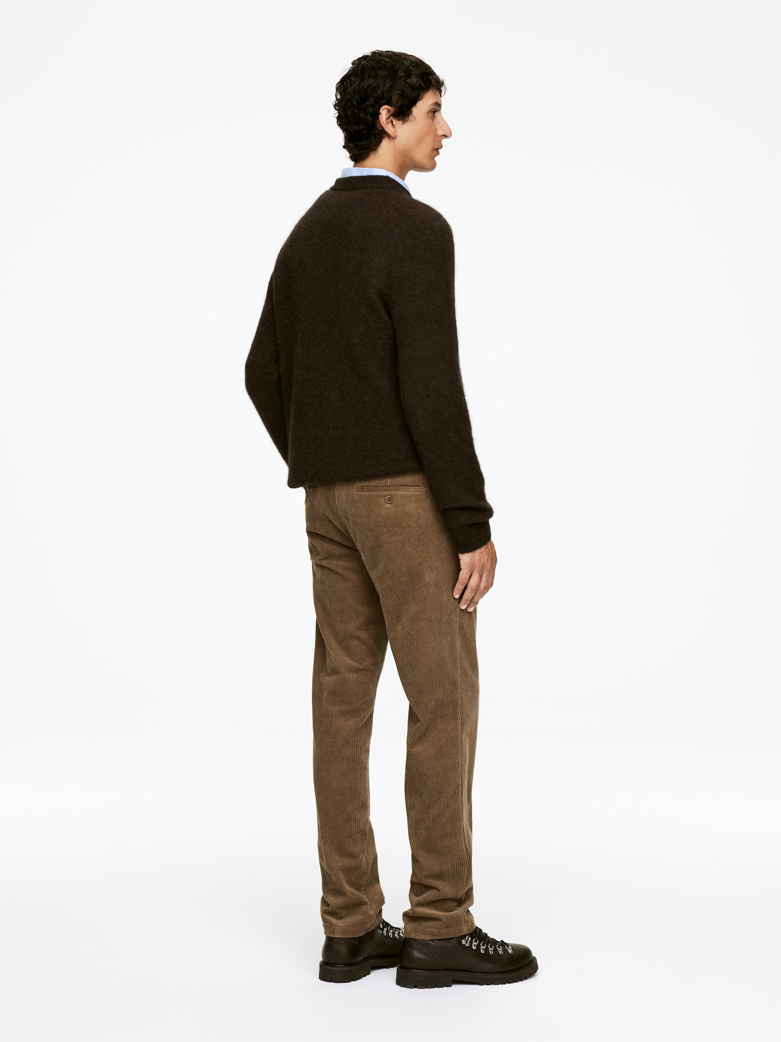 Pantalon chino droit en velours côtelé - Beige foncé/Noir/Bleu foncé/Noir - 3