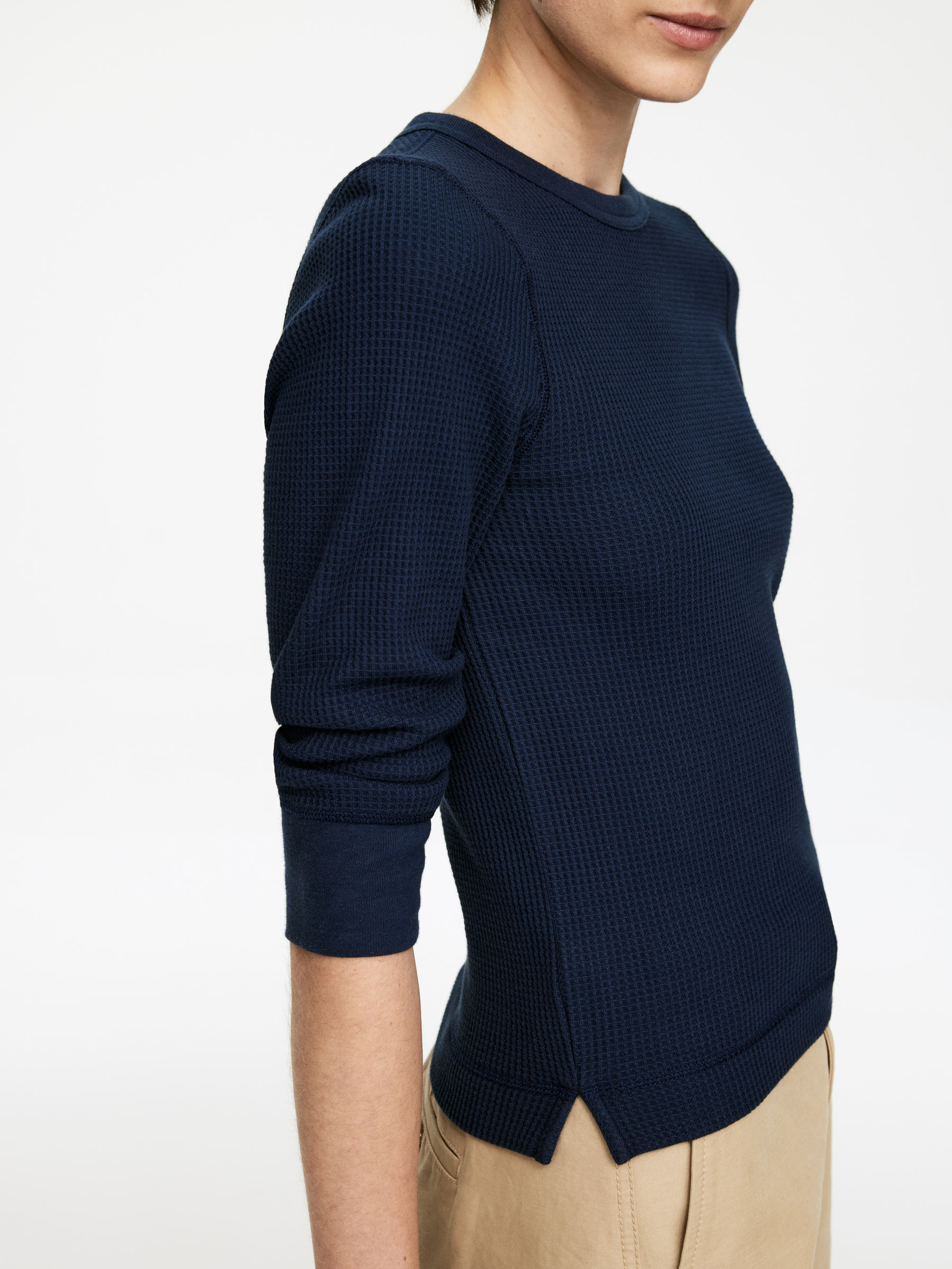 Waffle Jersey Top - Dark Blue - Slim fit - Women - StillMedia/Lookbook - 6