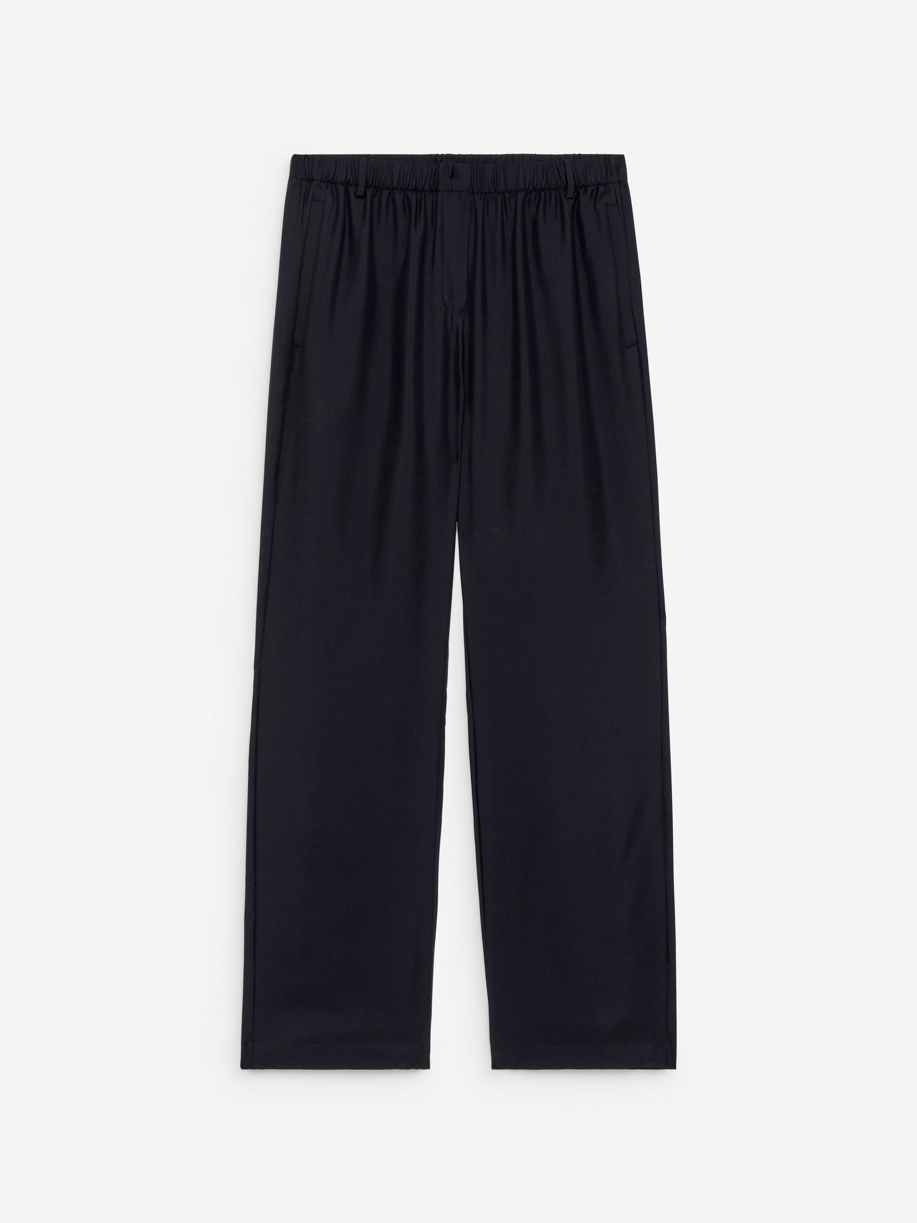 Silk Twill Trousers-Black-16827