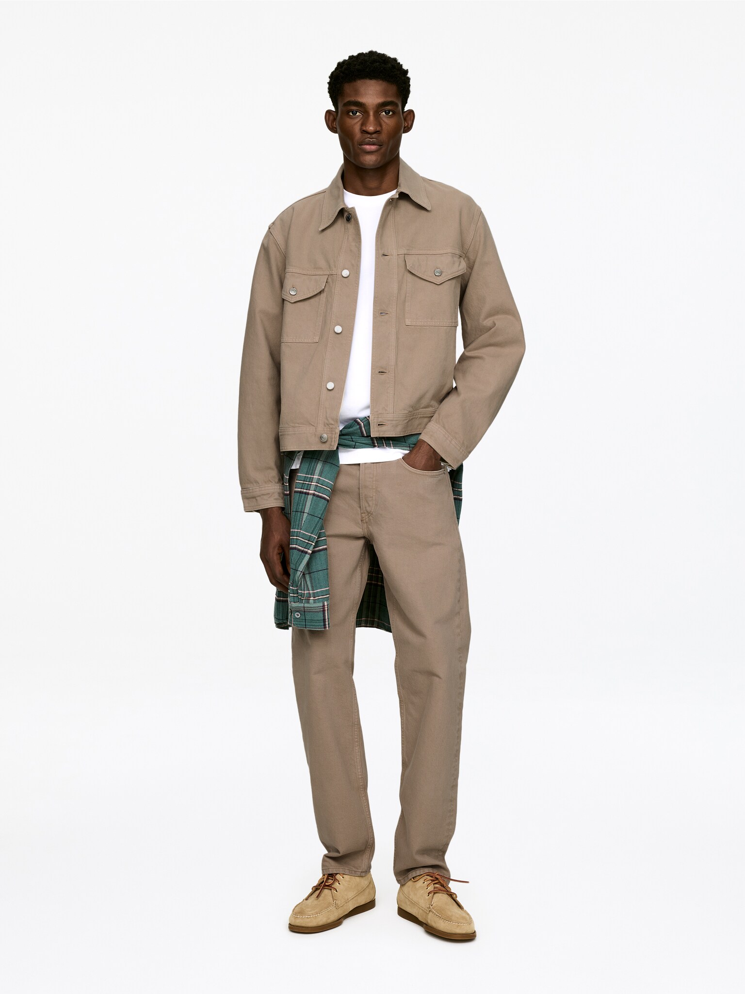 Farbená džínsová bunda - Hlinená - 1