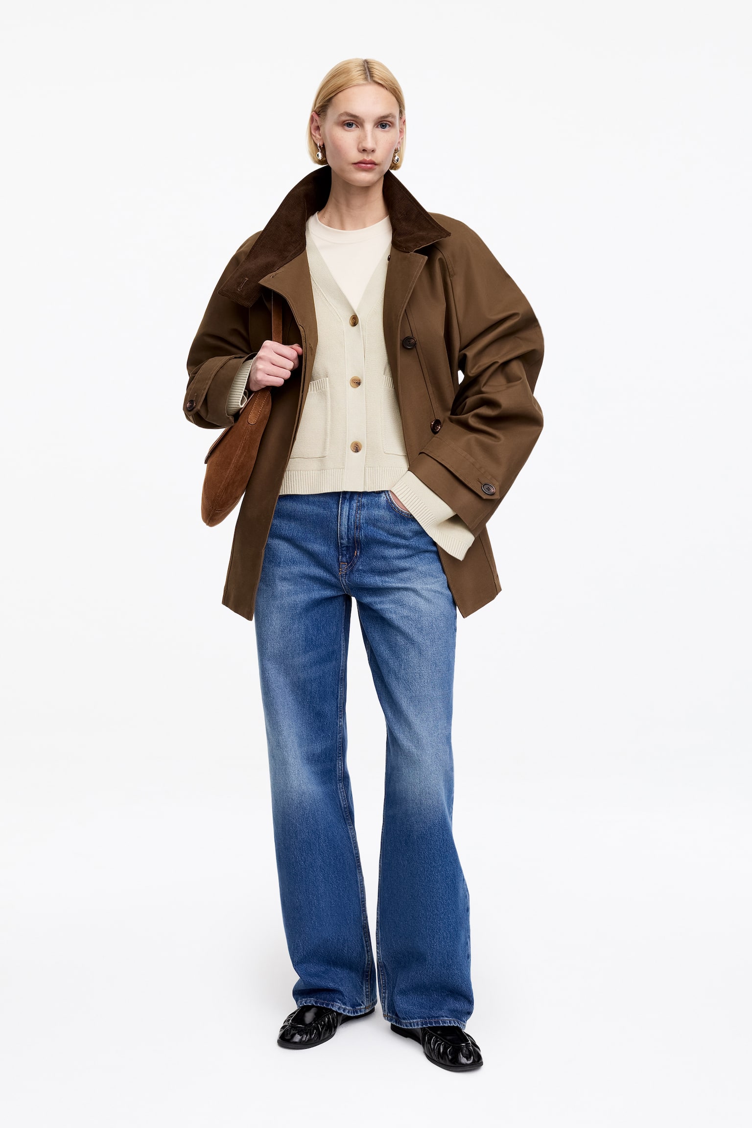 Bawełniany kardigan - Jasnobrązowy/Ciemnobrązowy/Jasnoturkusowy/Czerwony - 6