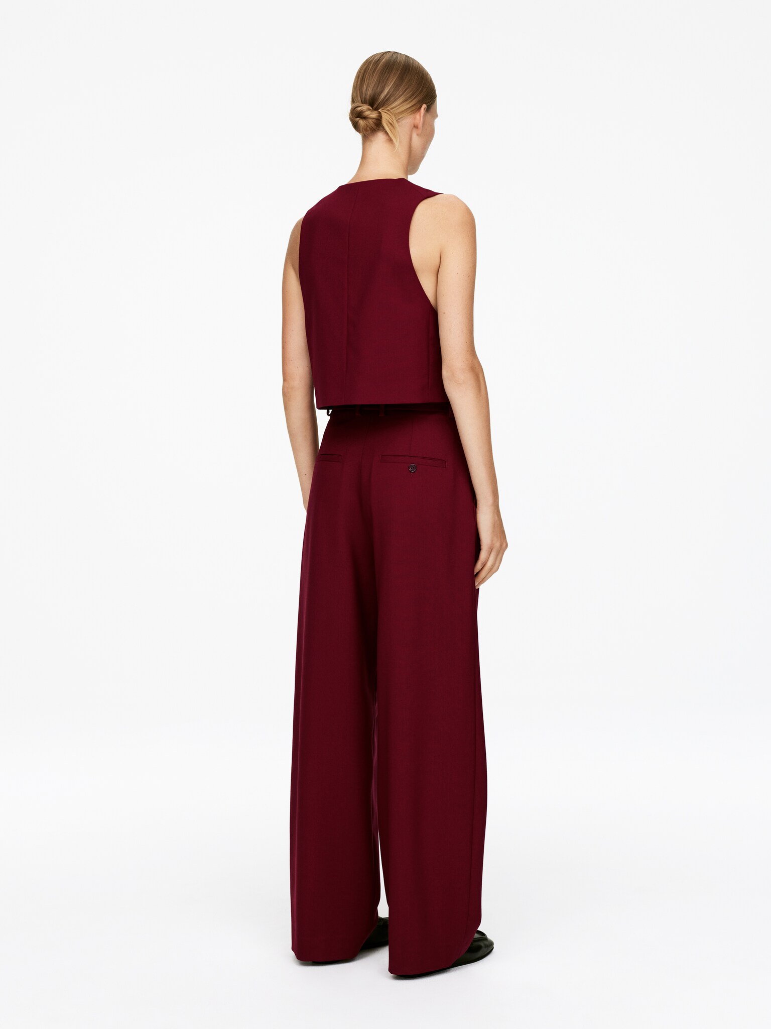 Gilet modulaire en laine - Rouge foncé - 4