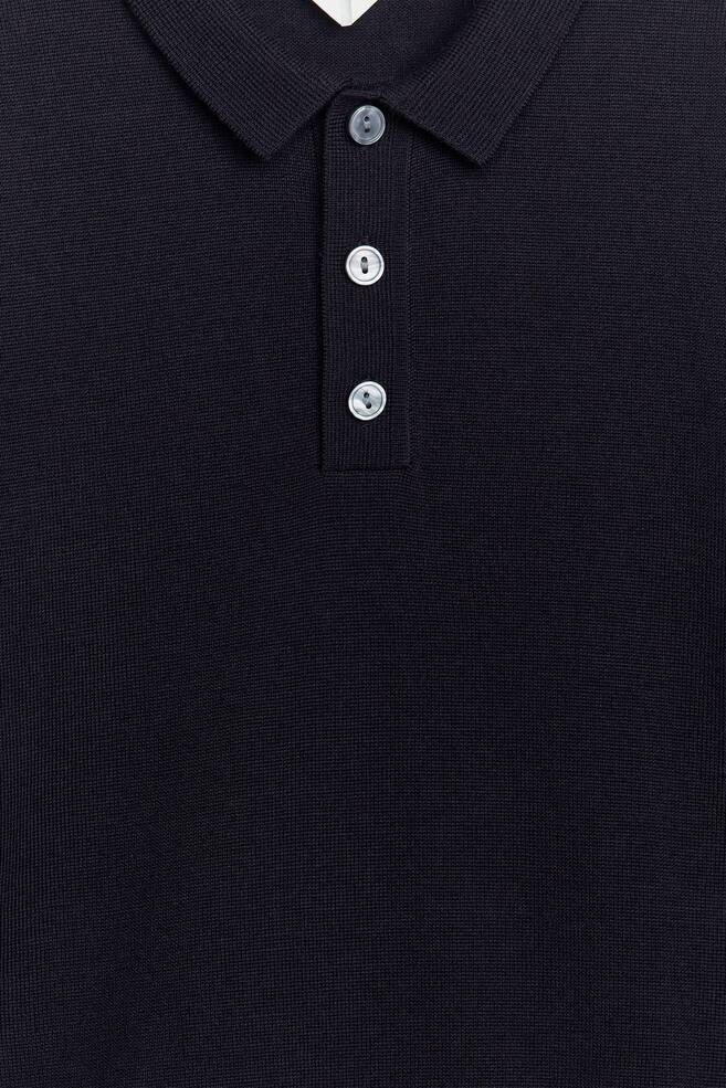 Wool Polo Jumper-Dark Blue - 2