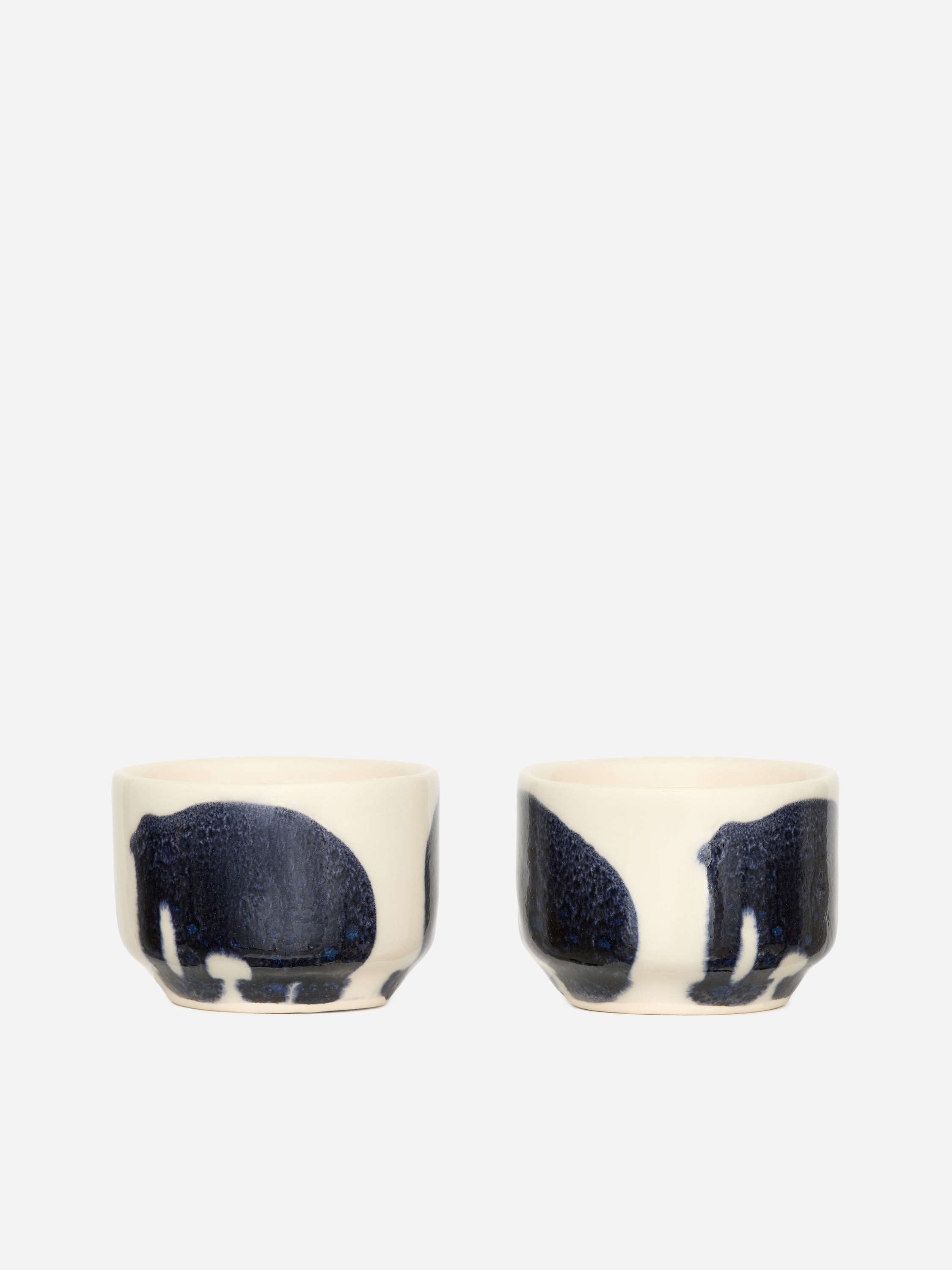 Egg Cups Set of 2-Off White/Dark Blue