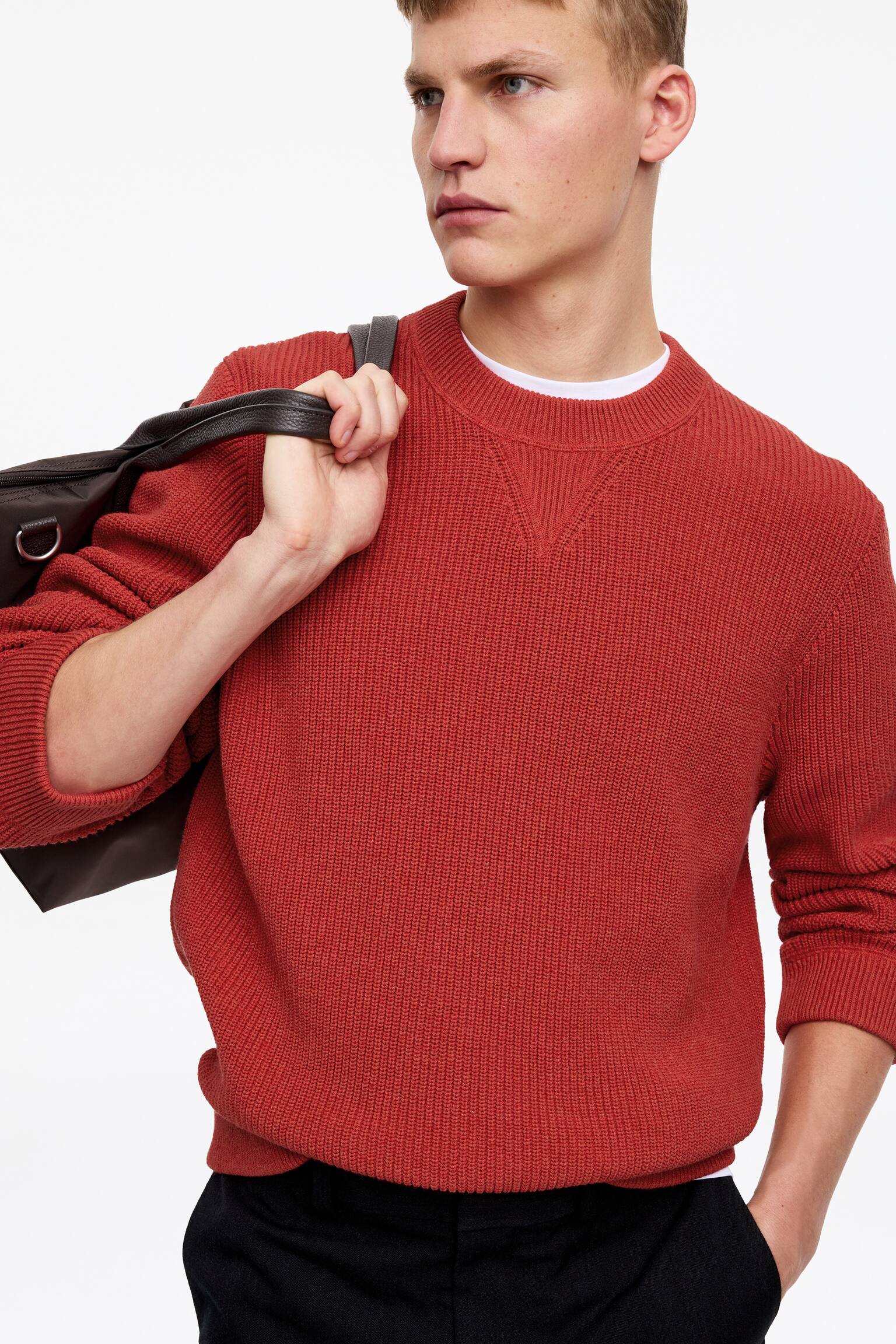 Tröja i bomulls- och linneblandning - Röd/Blå - 6