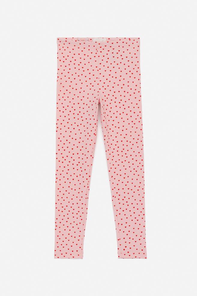Ribbed Leggings - Pink/Red Hearts/Pink/Orange/Pink/Oranges/Lilac/Red/Dark Blue/Pink Flowers - 1
