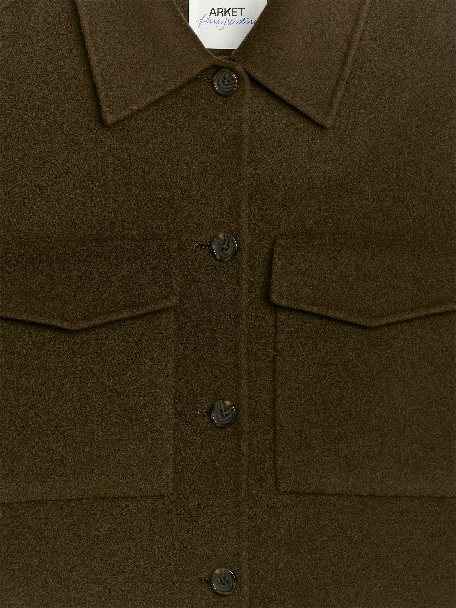 Double-Face Wool Overshirt - Khaki Green - Regular fit - Women - StillMedia/DescriptiveDetail - 2