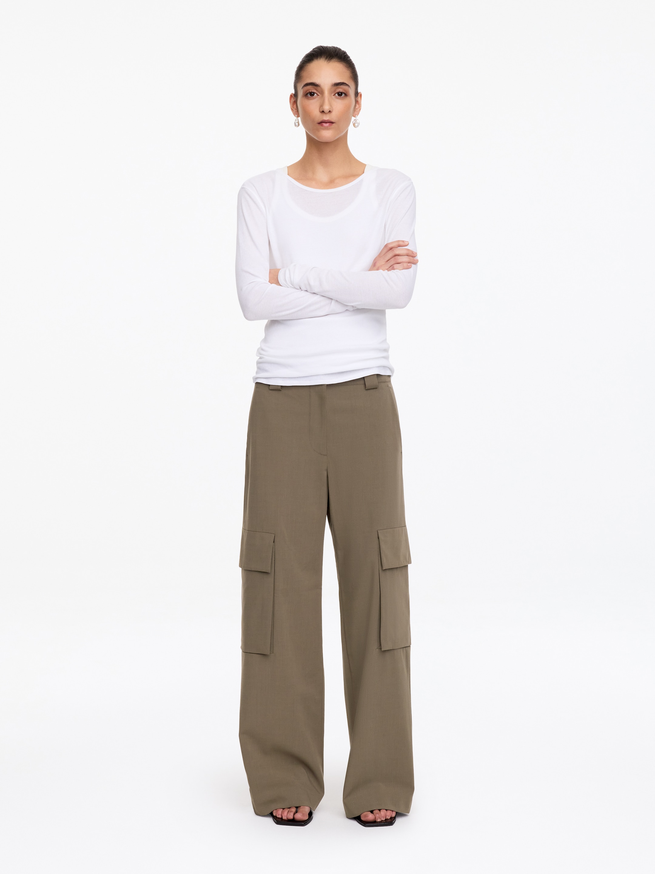 Pantalon avec poches à soufflet-Green-21215