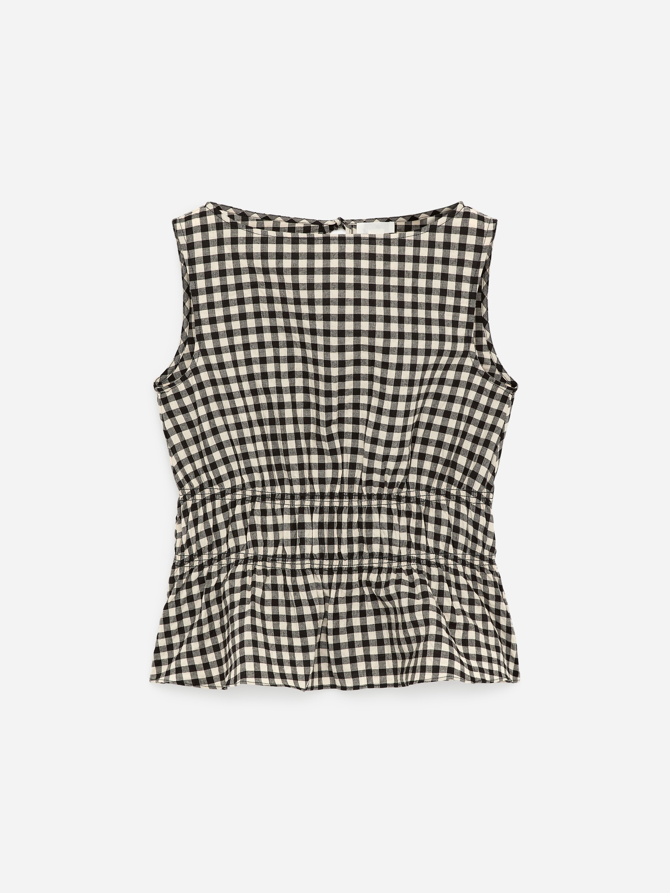 Seersucker smock top - Fekete/Kockás/Fehér
