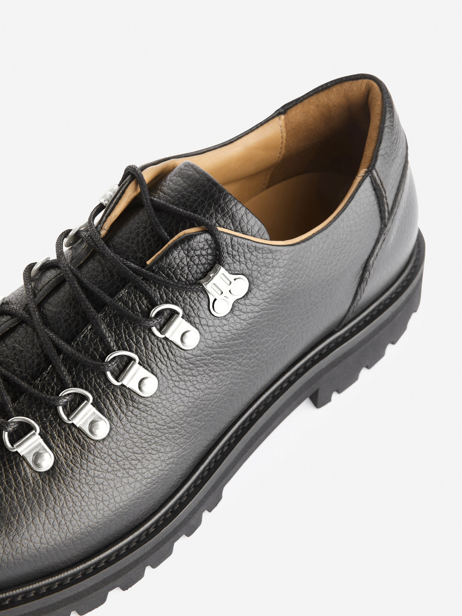Leather Hiking Shoes - Black/Dark Brown - 6