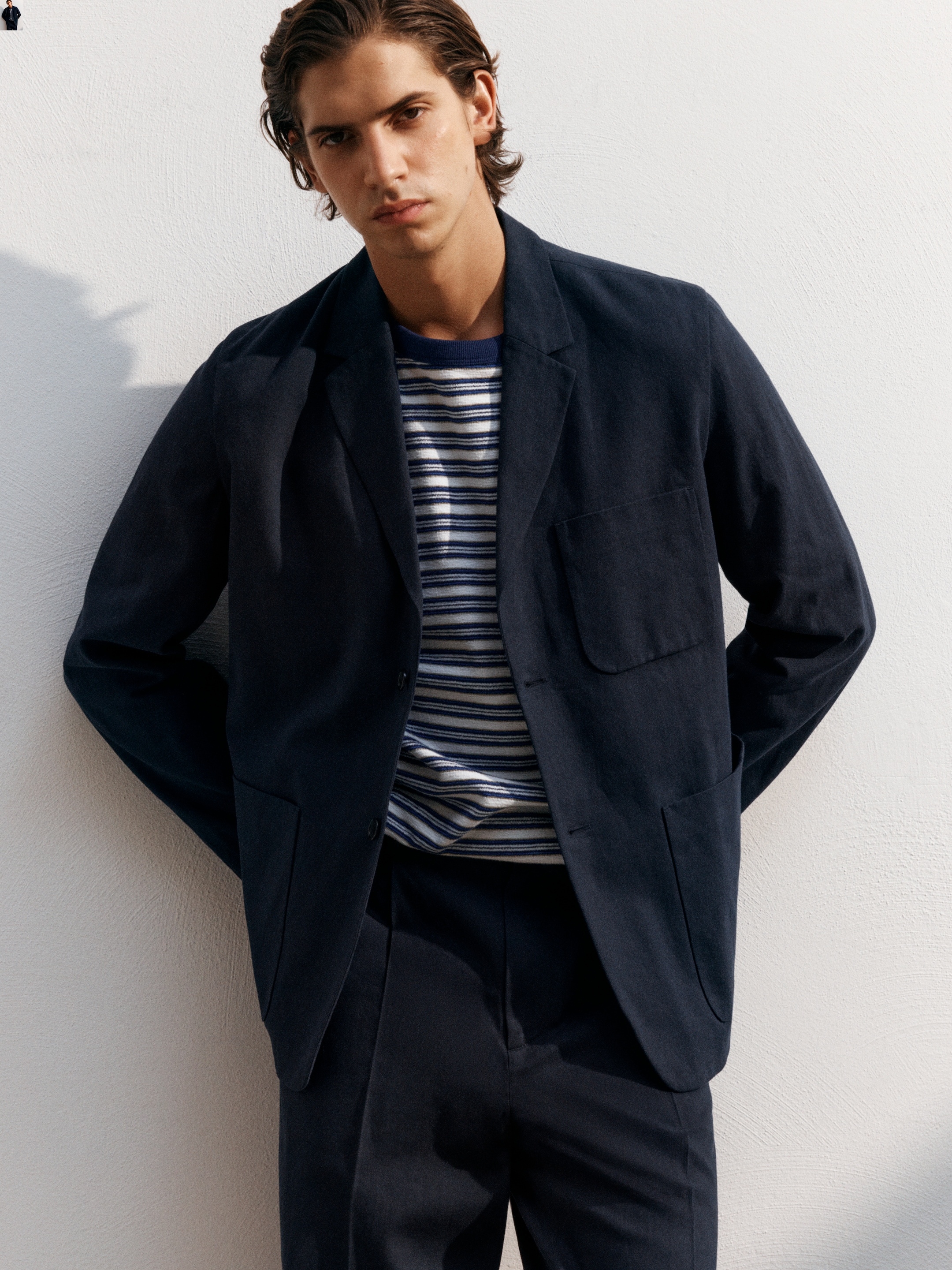 Blazer en lin mélangé - Bleu foncé - Regular fit - Homme - StillMedia/Environmental - 1