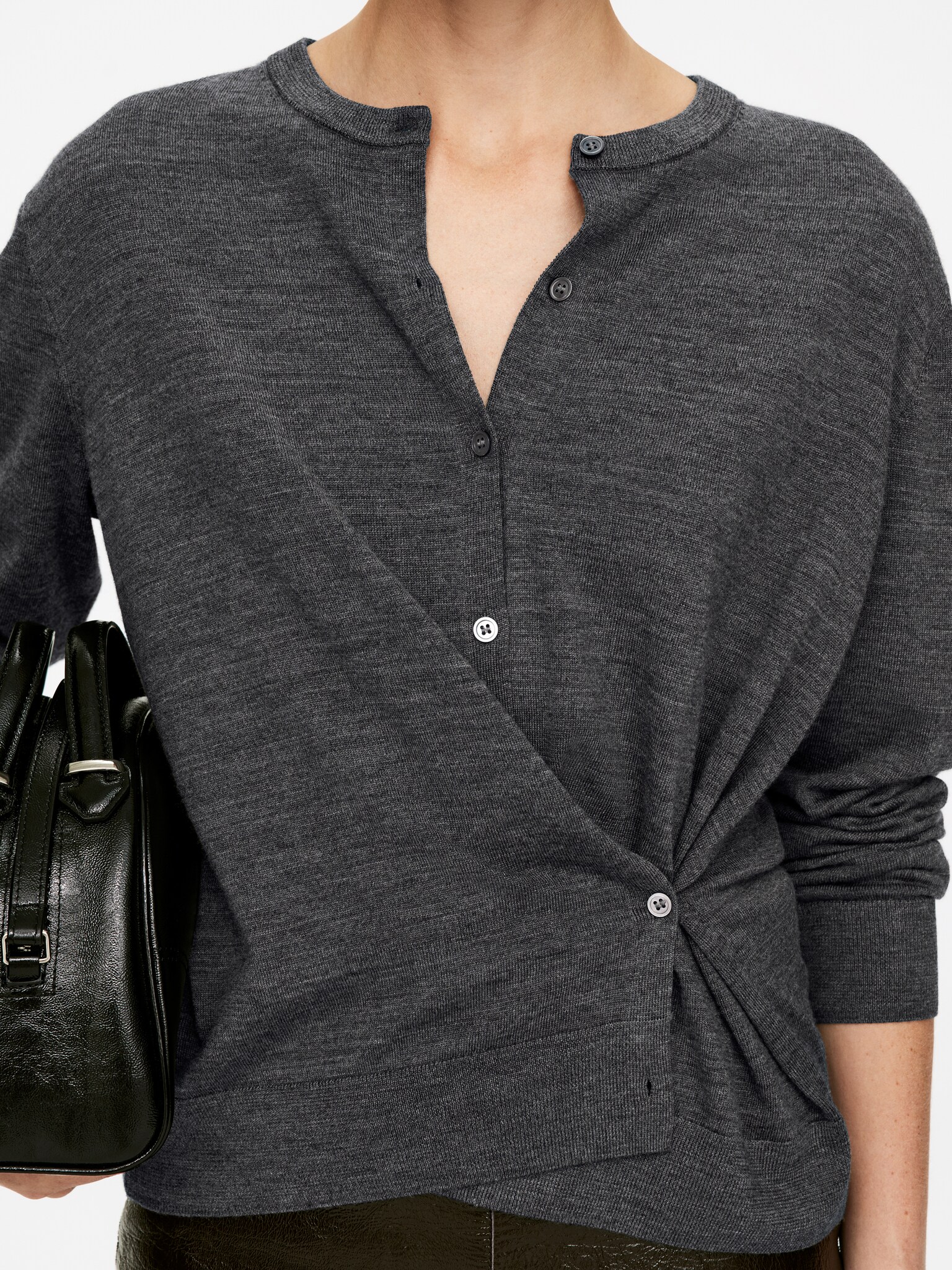 Merino Wool Cardigan - Grey - 6