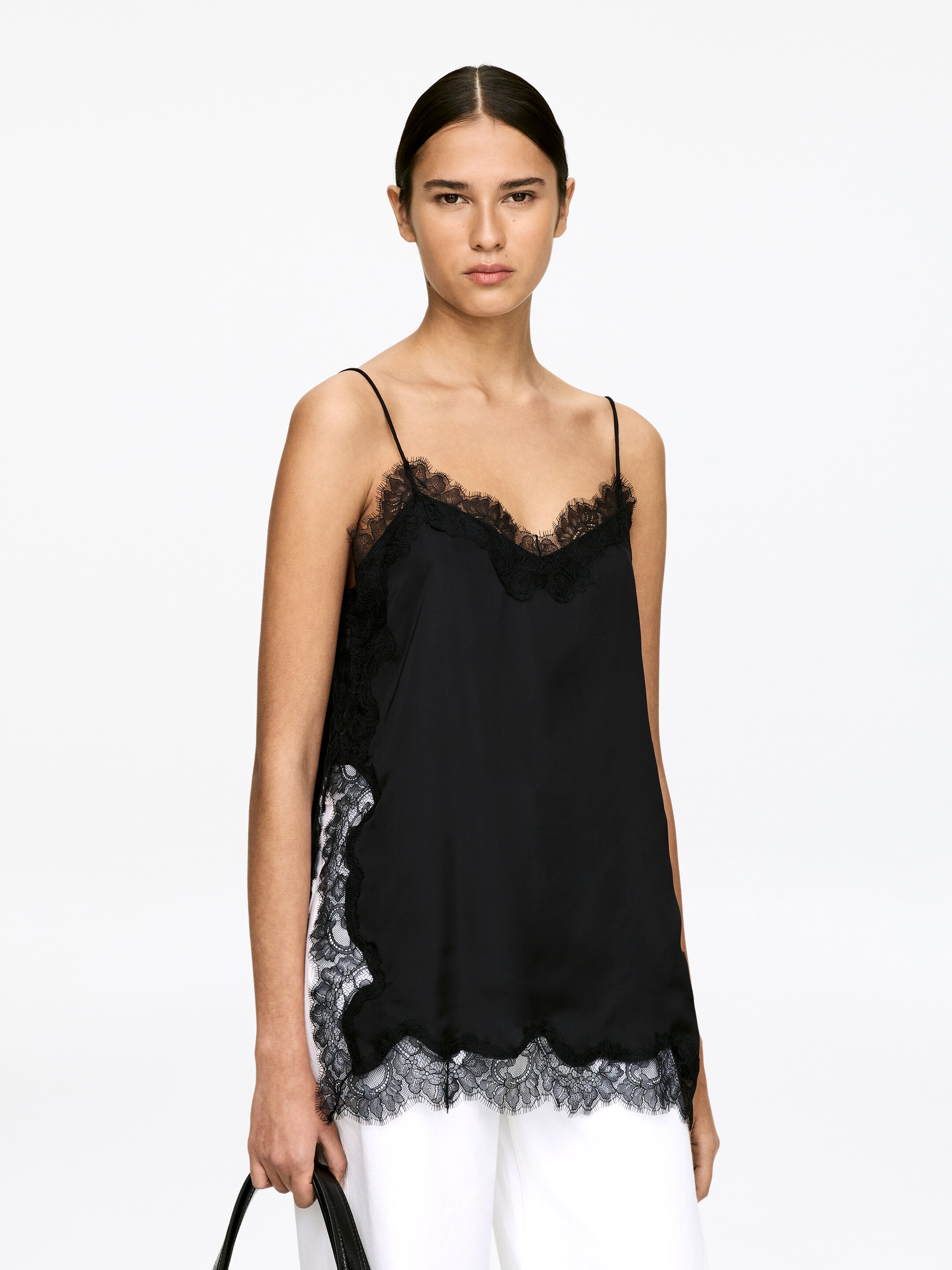 Agrandir l'image: Haut à bretelles avec dentelle - Noir - FEMME | H&M FR 1