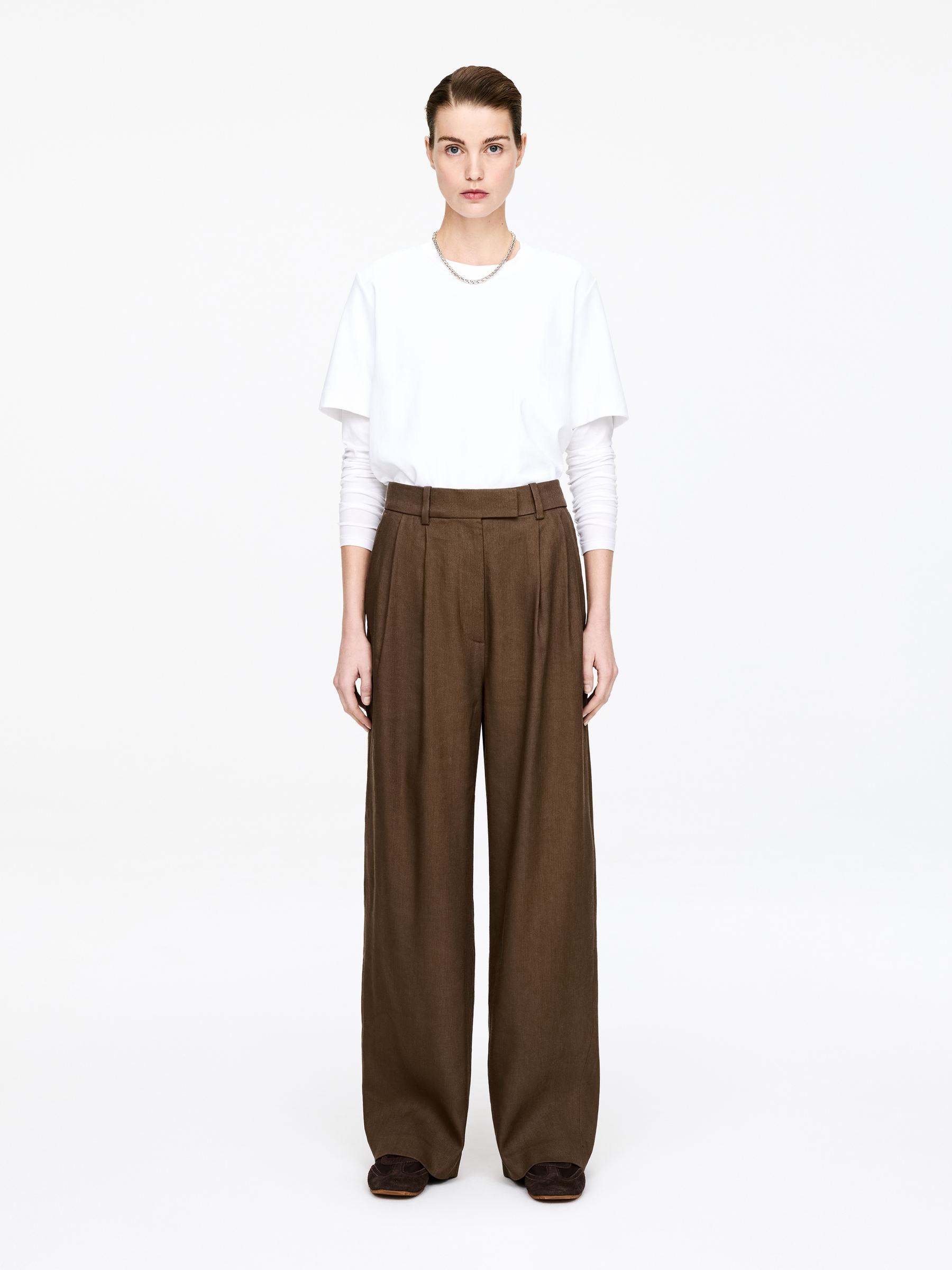 Wide Tailored Trousers-#655444-18029