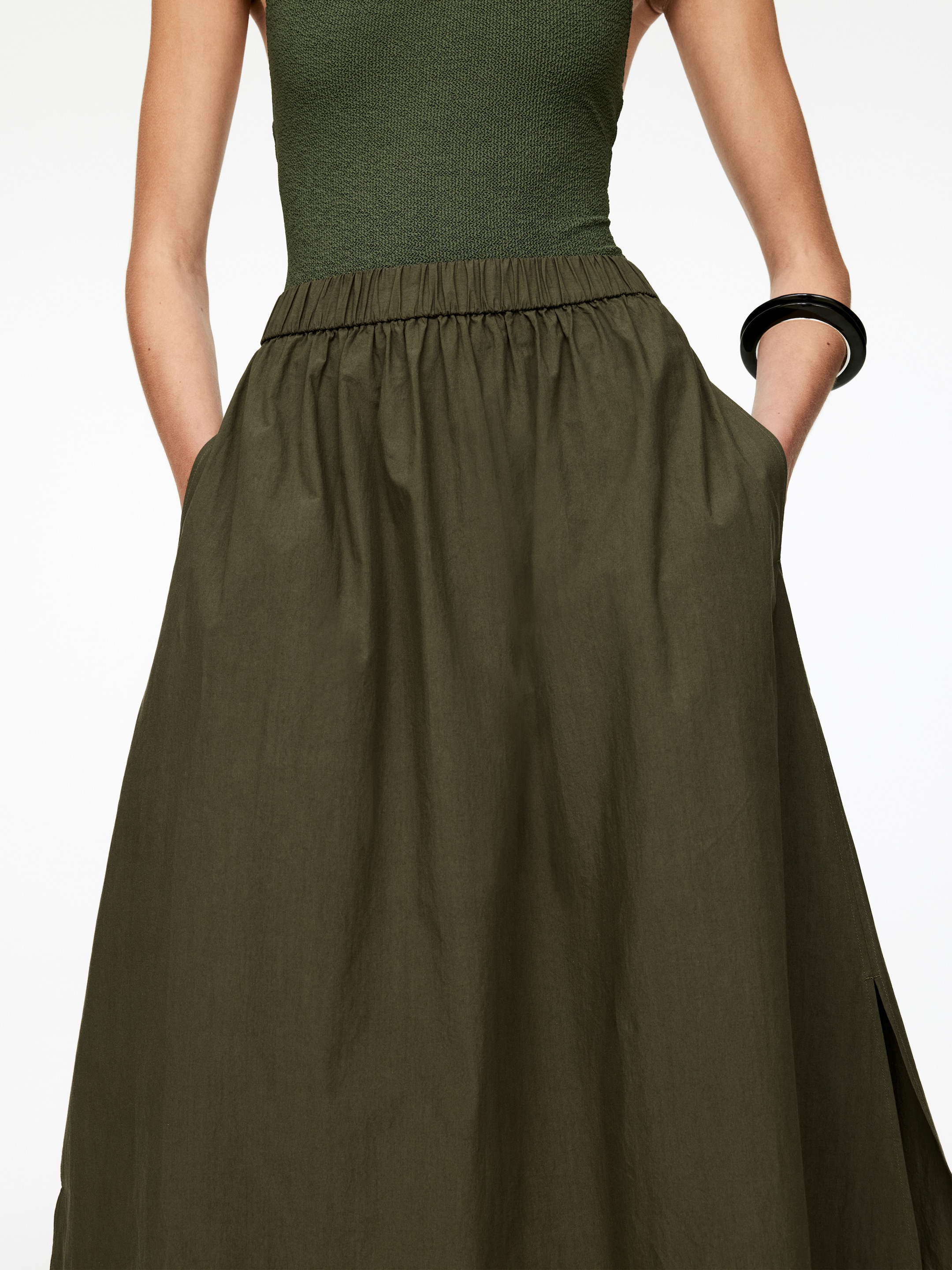 View larger image: A-Line Cotton Skirt - Khaki Green - Ladies | H&M GB 4