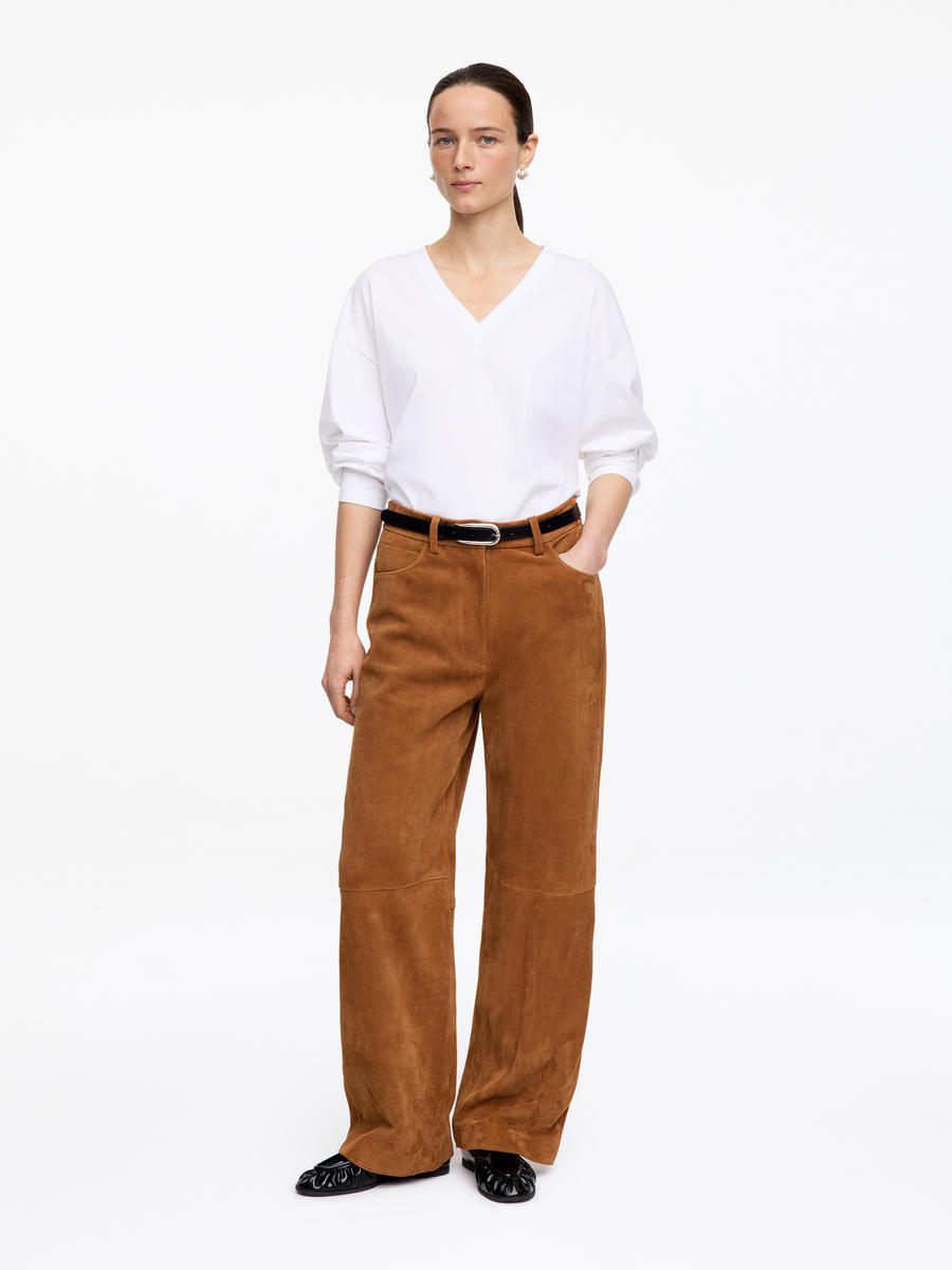 ARKET Women's  Relaxed Suede Trousers Yellow,  size 42
